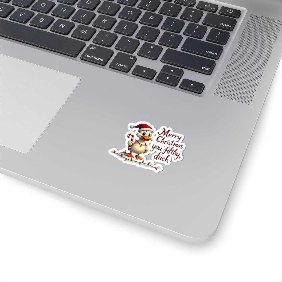 Christmas Duck Kiss-Cut Sticker for Quirky Holiday Fun - Even Keel LLC