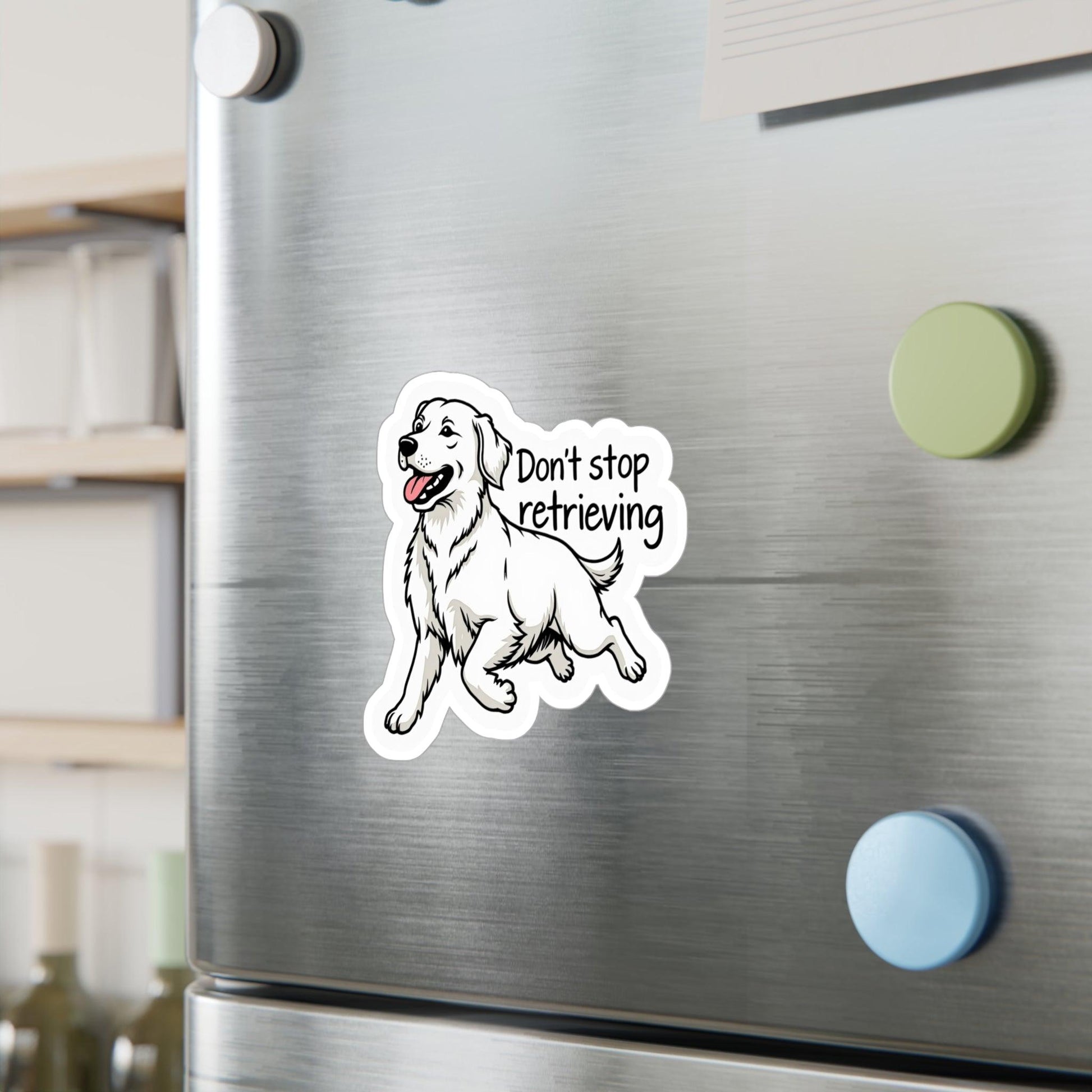 Don't Stop Retrieving - Golden Retriever Vinyl Decal Design - Even Keel LLC