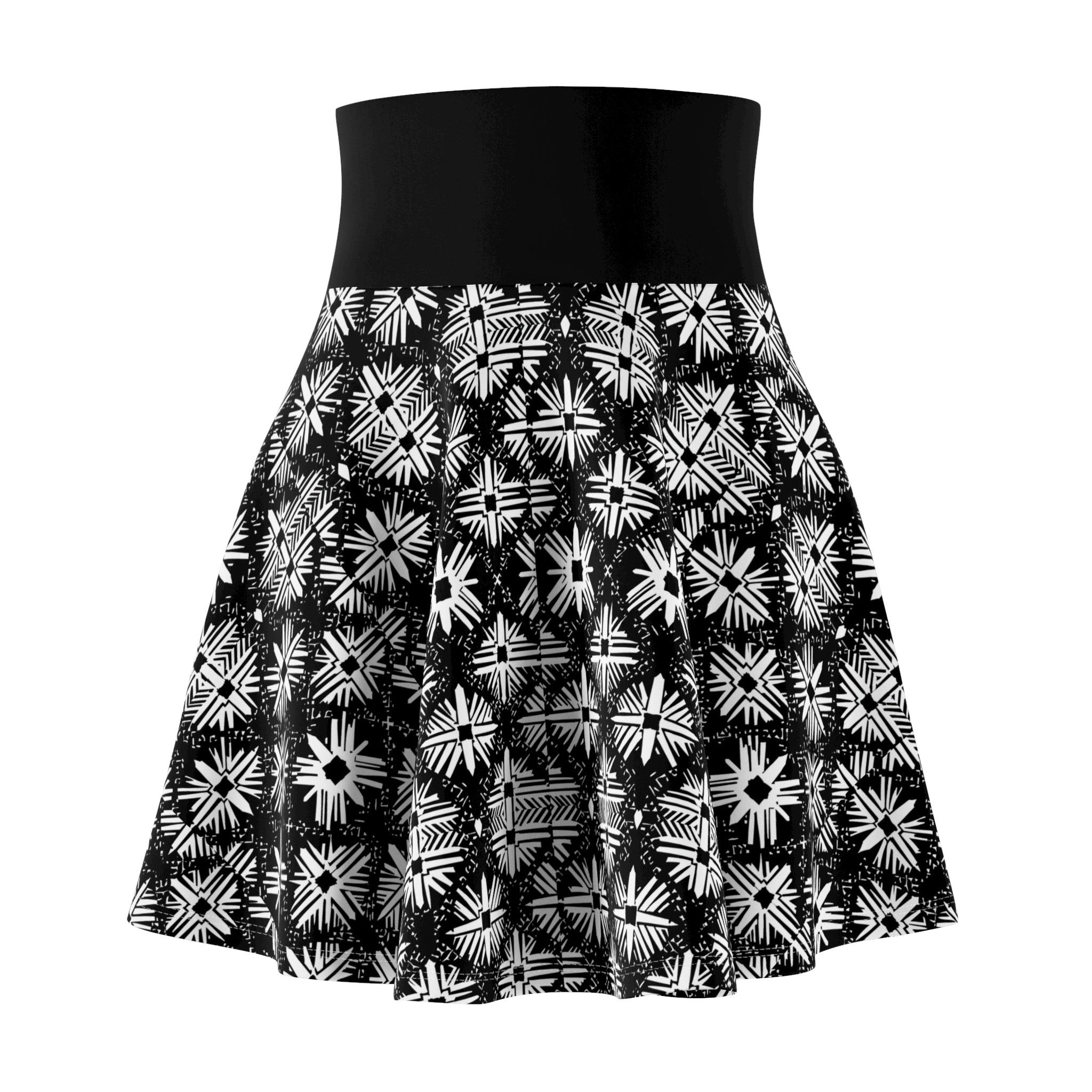 Stylish Women's Skater Skirt with Black and White Floral Print - Even Keel LLC