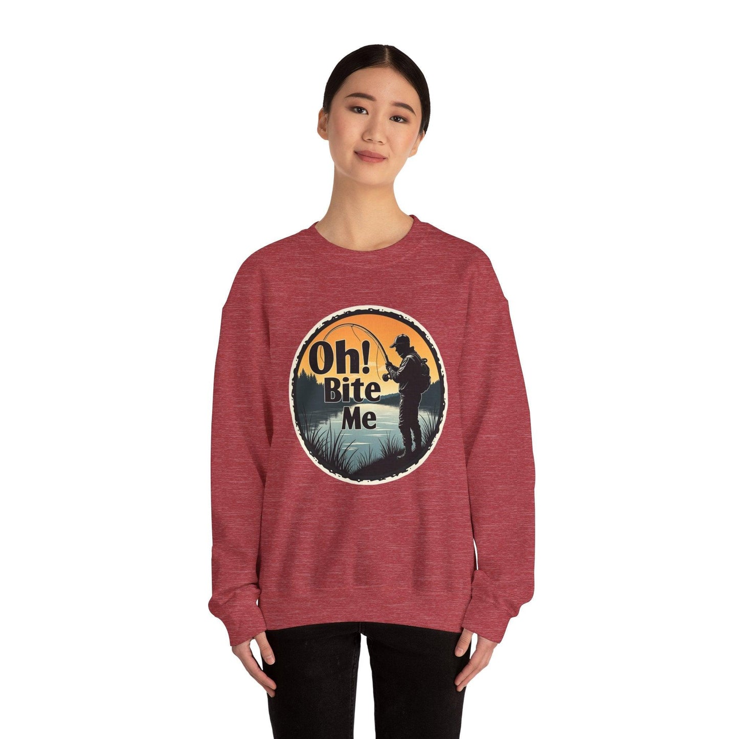 Oh Bite Me Fishing Crewneck Sweatshirt for Comfort and Style - Even Keel LLC