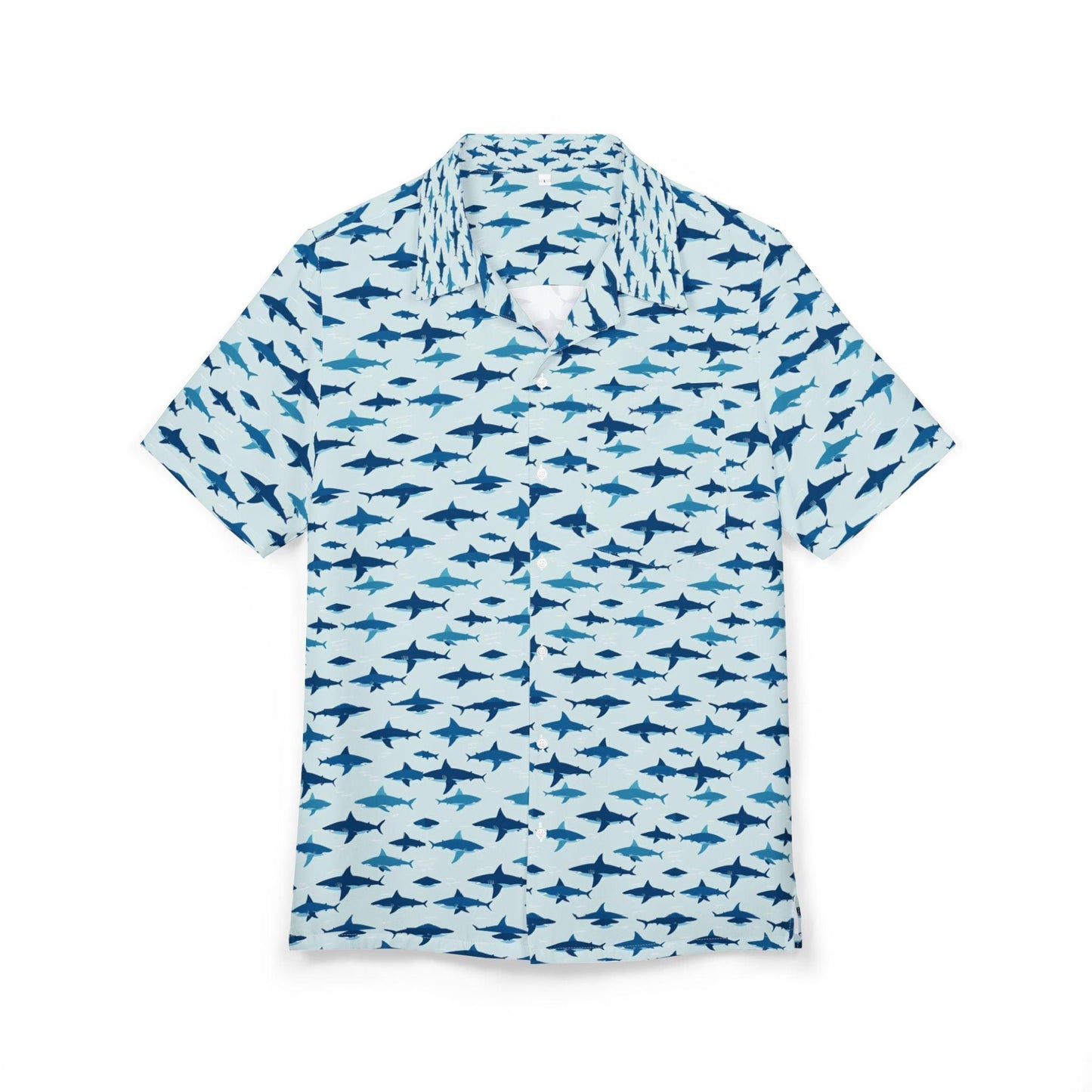 Tropical Shark Print Unisex Hawaiian Button-Down Shirt - Even Keel LLC