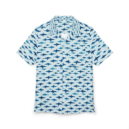 Tropical Shark Print Unisex Hawaiian Button-Down Shirt - Even Keel LLC