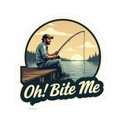 Bite Me, Fish On! Sticker for Fun Outdoor Decor Item - Even Keel LLC