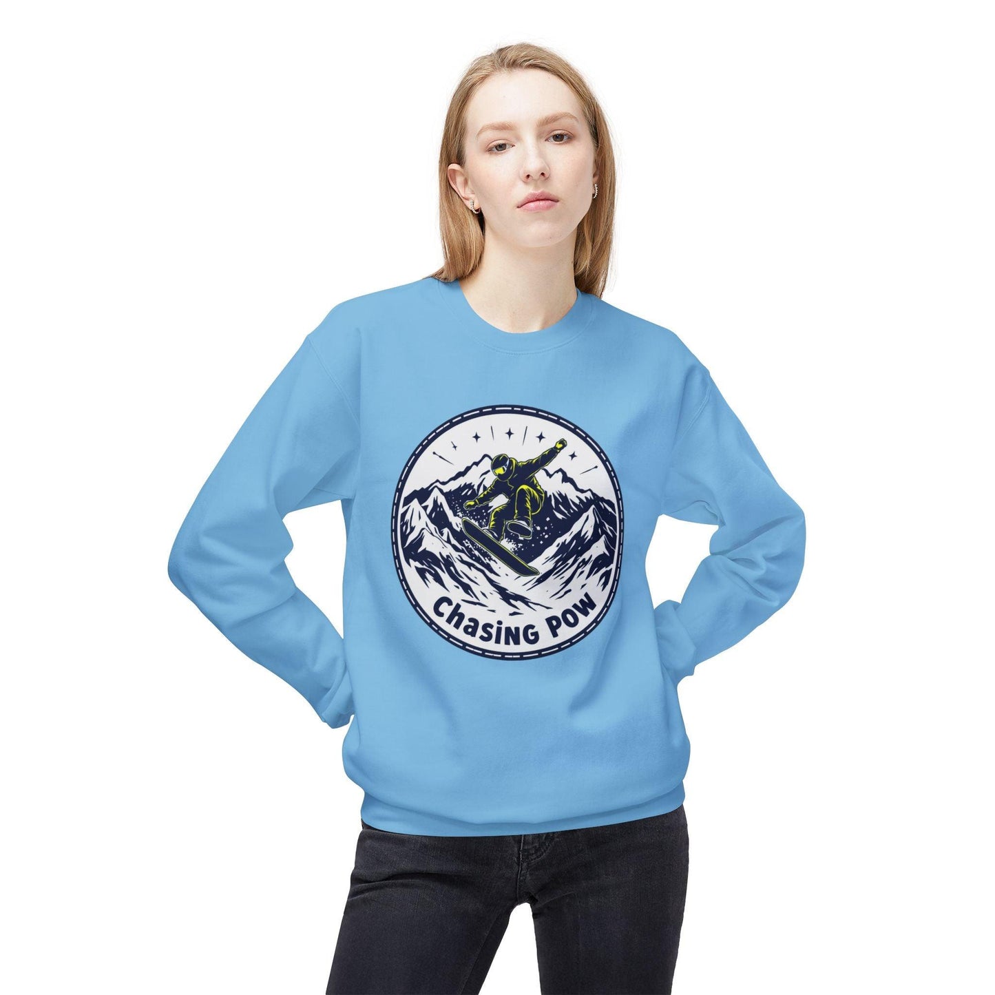 Chasing POW Snowboarding Sweatshirt for Winter Sports Comfort - Even Keel LLC