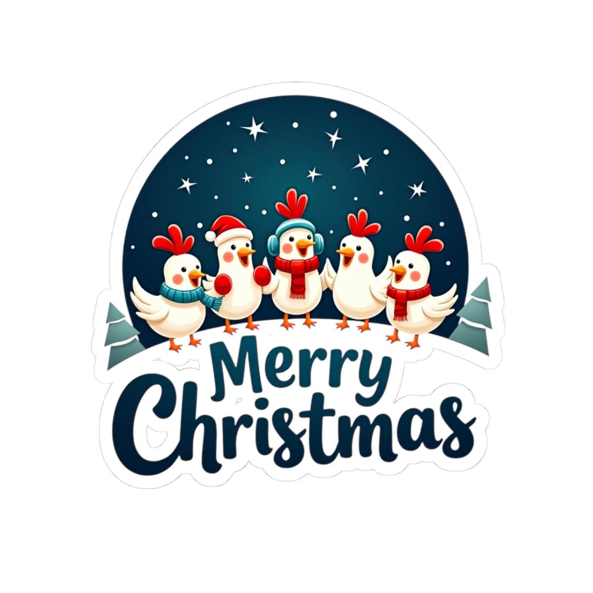 Merry Christmas Singing Chicks Stickers for Festive Fun - Even Keel LLC