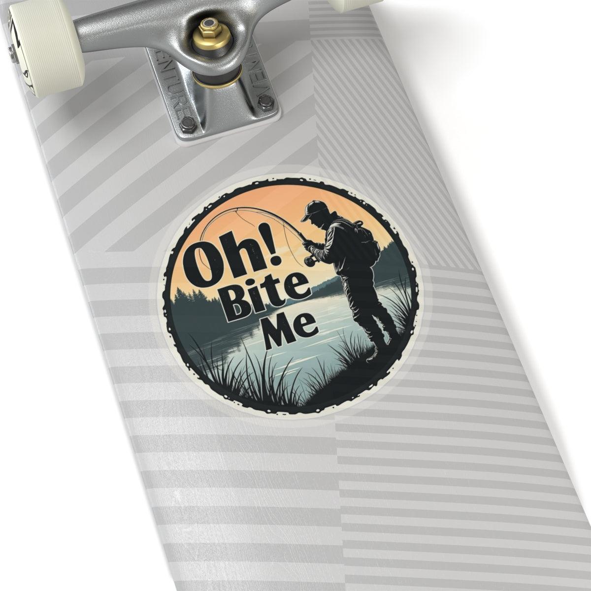 Oh Bite Me Fishing Sticker - Durable Vinyl Decal 4 Sizes - Even Keel LLC