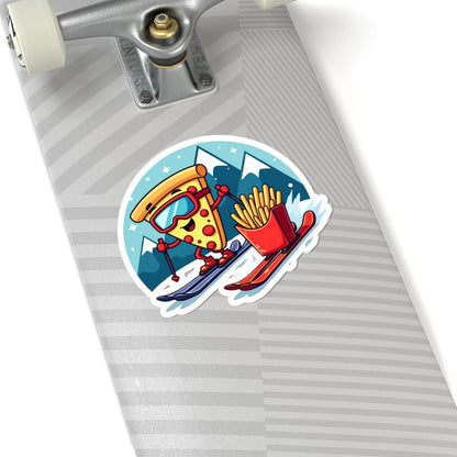 Pizza or French Fry Skier Design Fun Sticker Set - Even Keel LLC