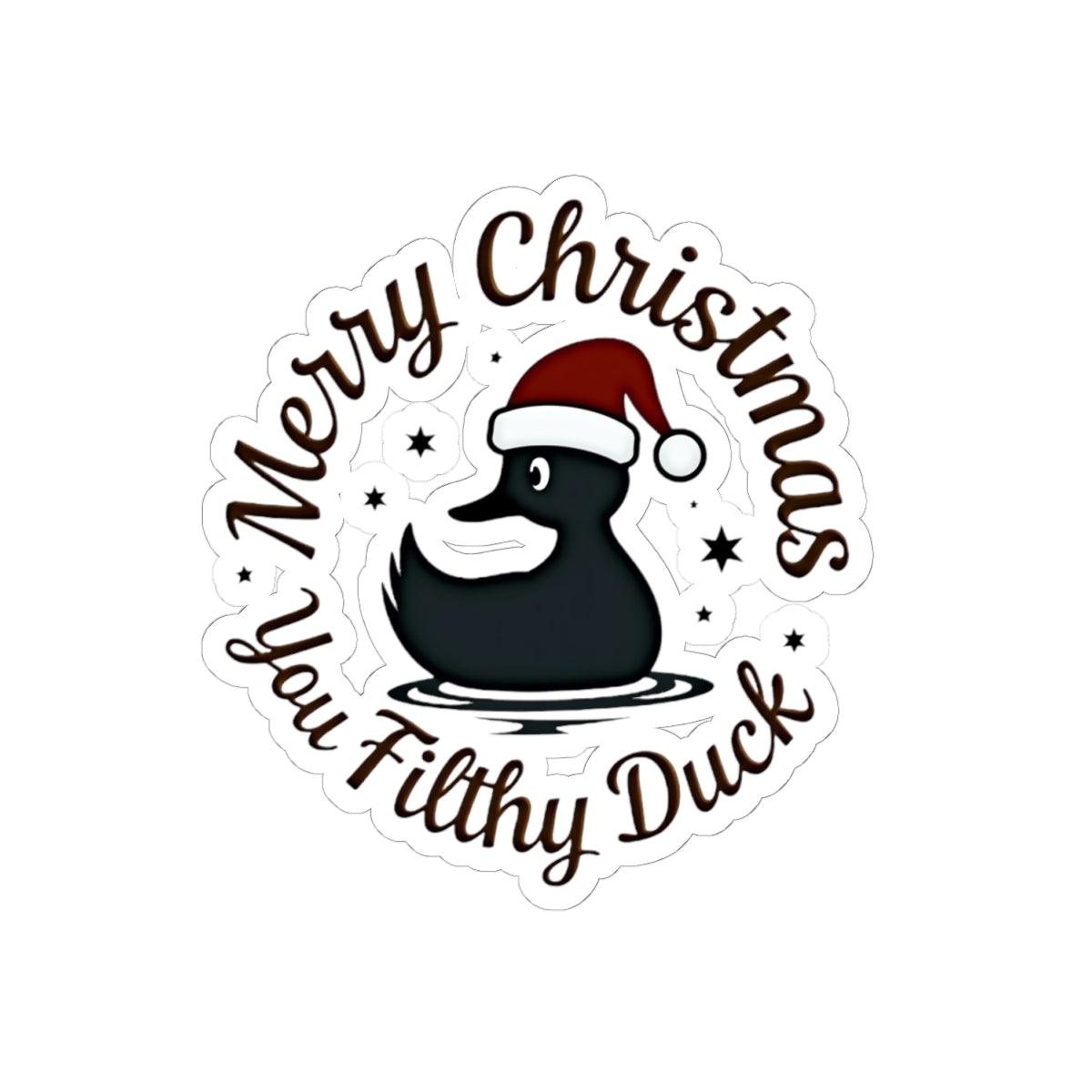 Merry Christmas Ya Filthy Duck Sticker for Fun Decor - Even Keel LLC