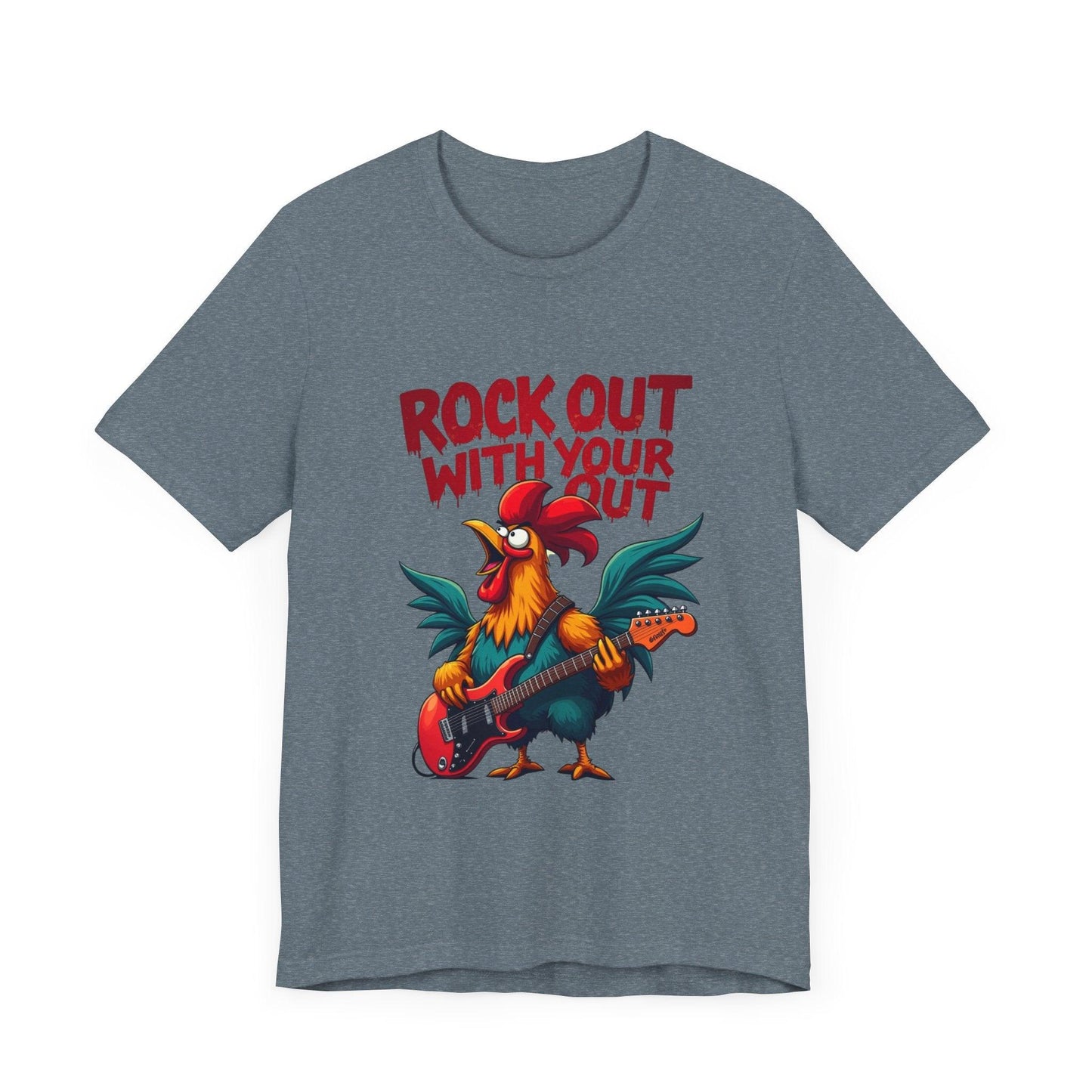 Rooster Tee - Rock Out Rooster Graphic T-Shirt for Fun - Even Keel LLC