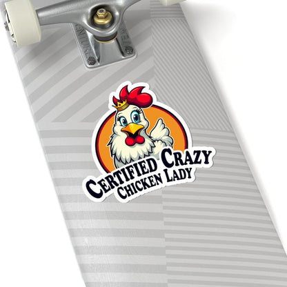 Crazy Chicken Lady - Certified Cartoon Sticker for Decor - Even Keel LLC