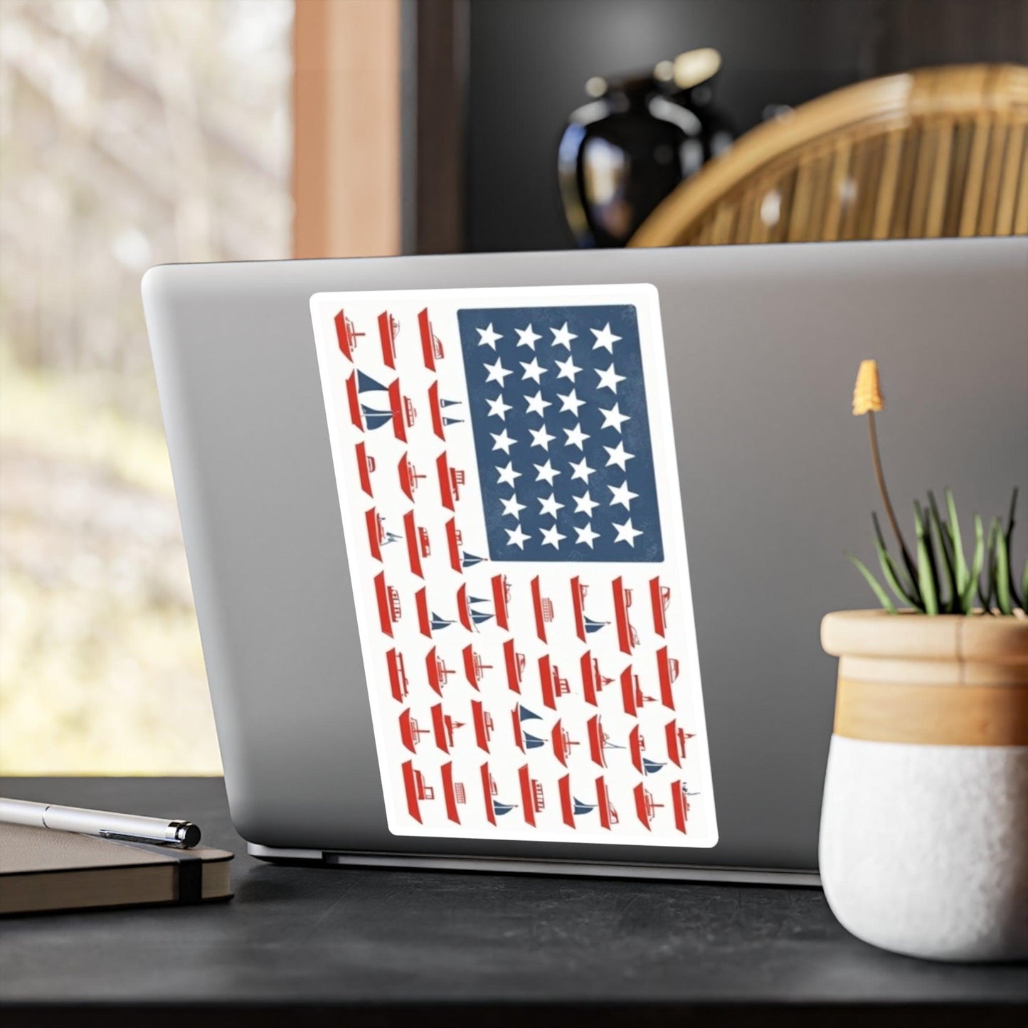 American Flag Designed with Ships Decal for Home Decor - Even Keel LLC