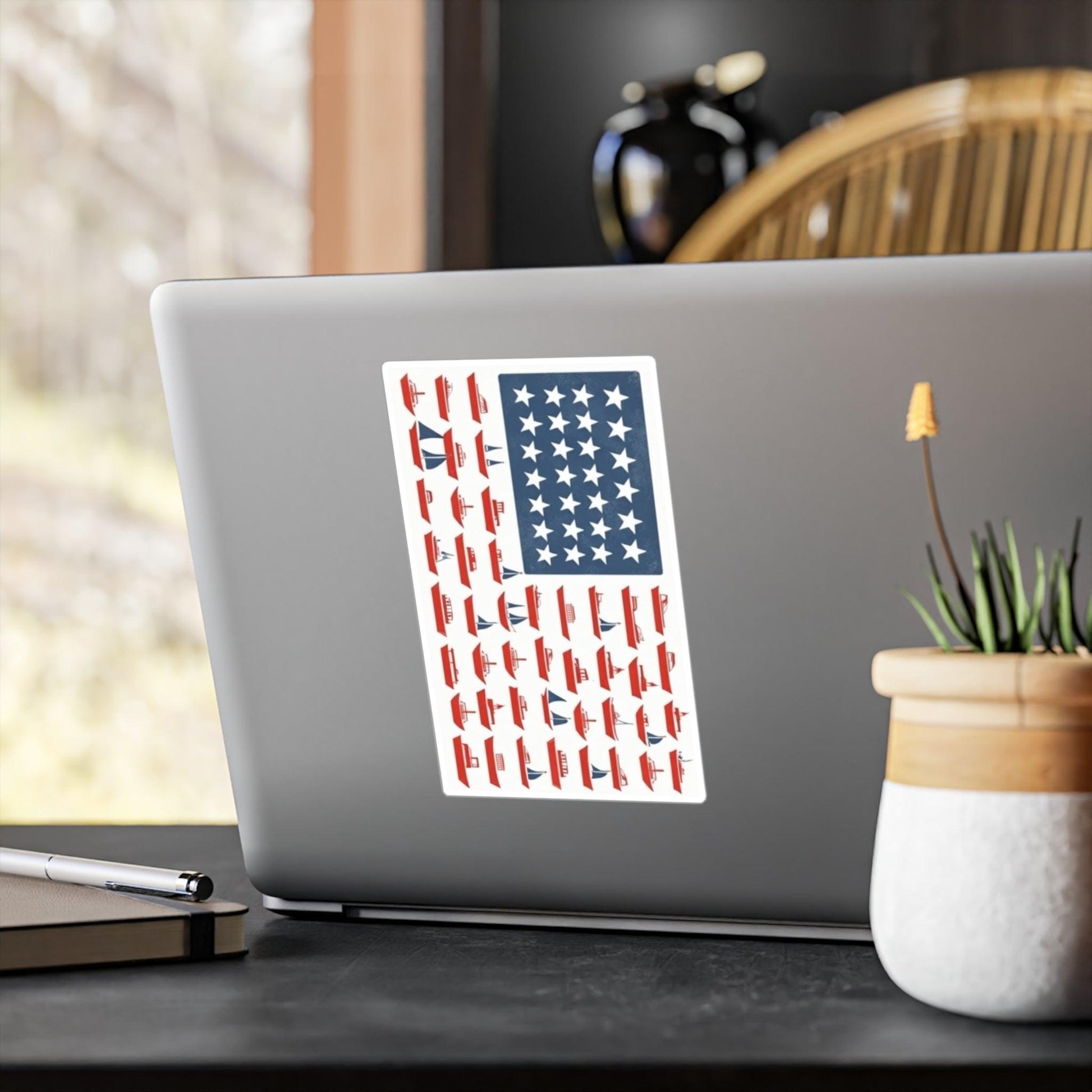 American Flag Designed with Ships Decal for Home Decor - Even Keel LLC