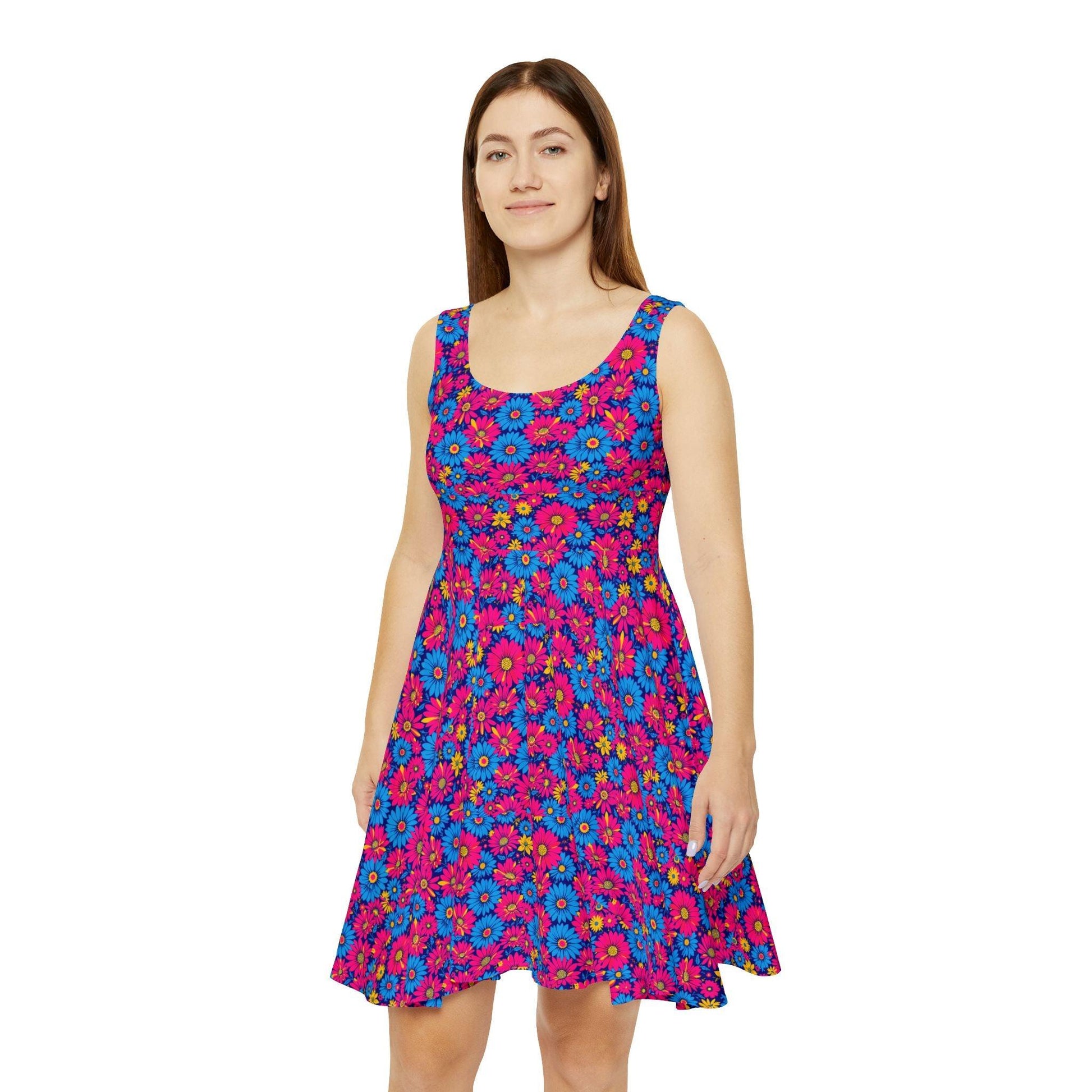 Vibrant Floral Women's Skater Dress for Spring Celebrations - Even Keel LLC