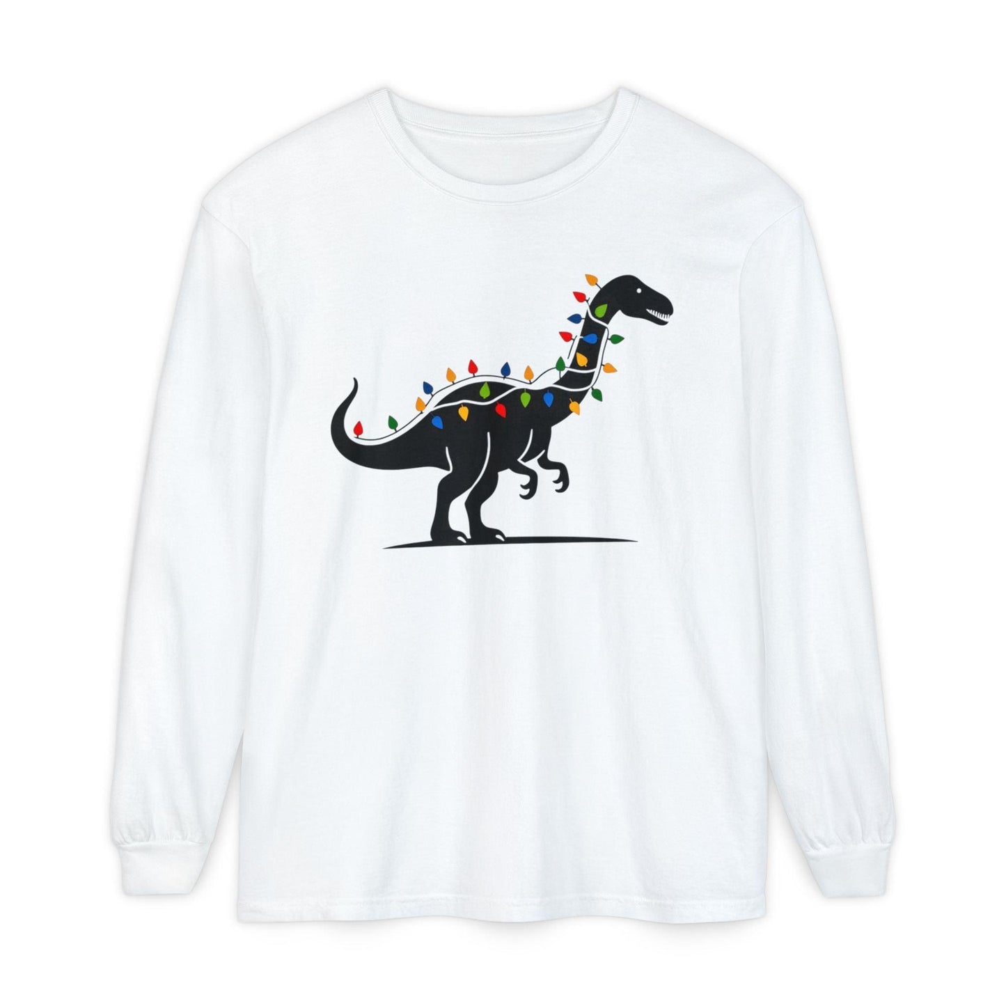 Christmas Dinosaur Long Sleeve T-Shirt for Holiday Fun - Even Keel LLC