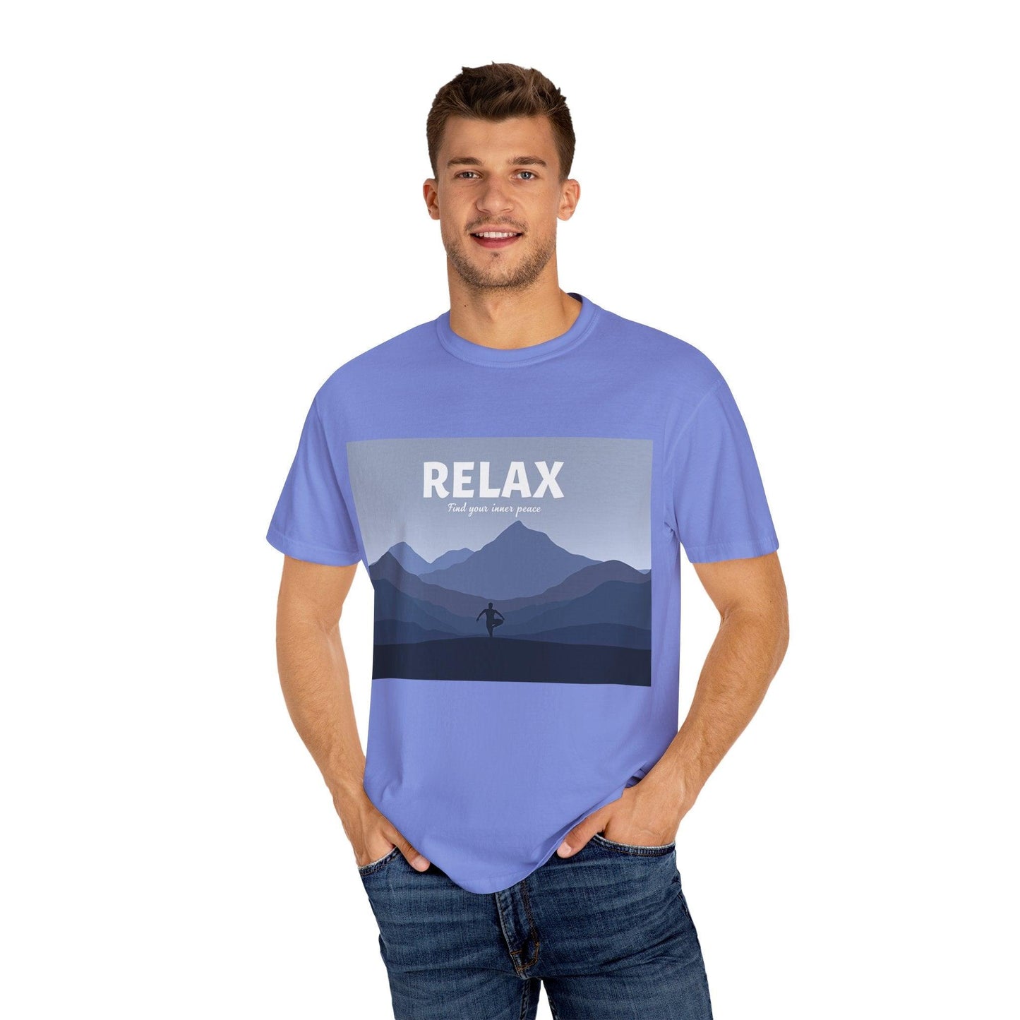 Relax - Find Your Inner Peace Dyed T-shirt for Comfort.