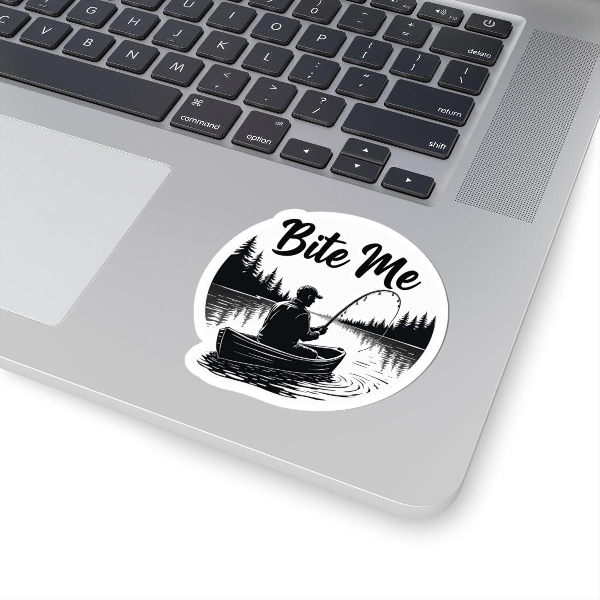 Bite Me Fishing in Canoe Sticker for Outdoor Lovers - Even Keel LLC