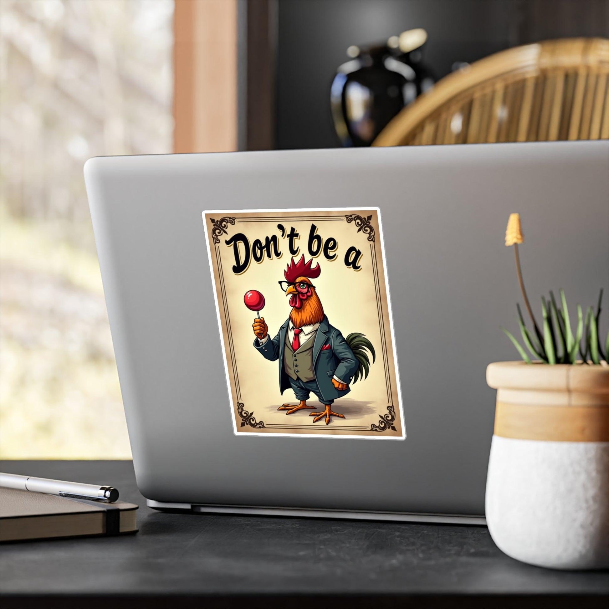 Vinyl Decal - 'Don't Be A Rooster' Humorous Sticker - Even Keel LLC