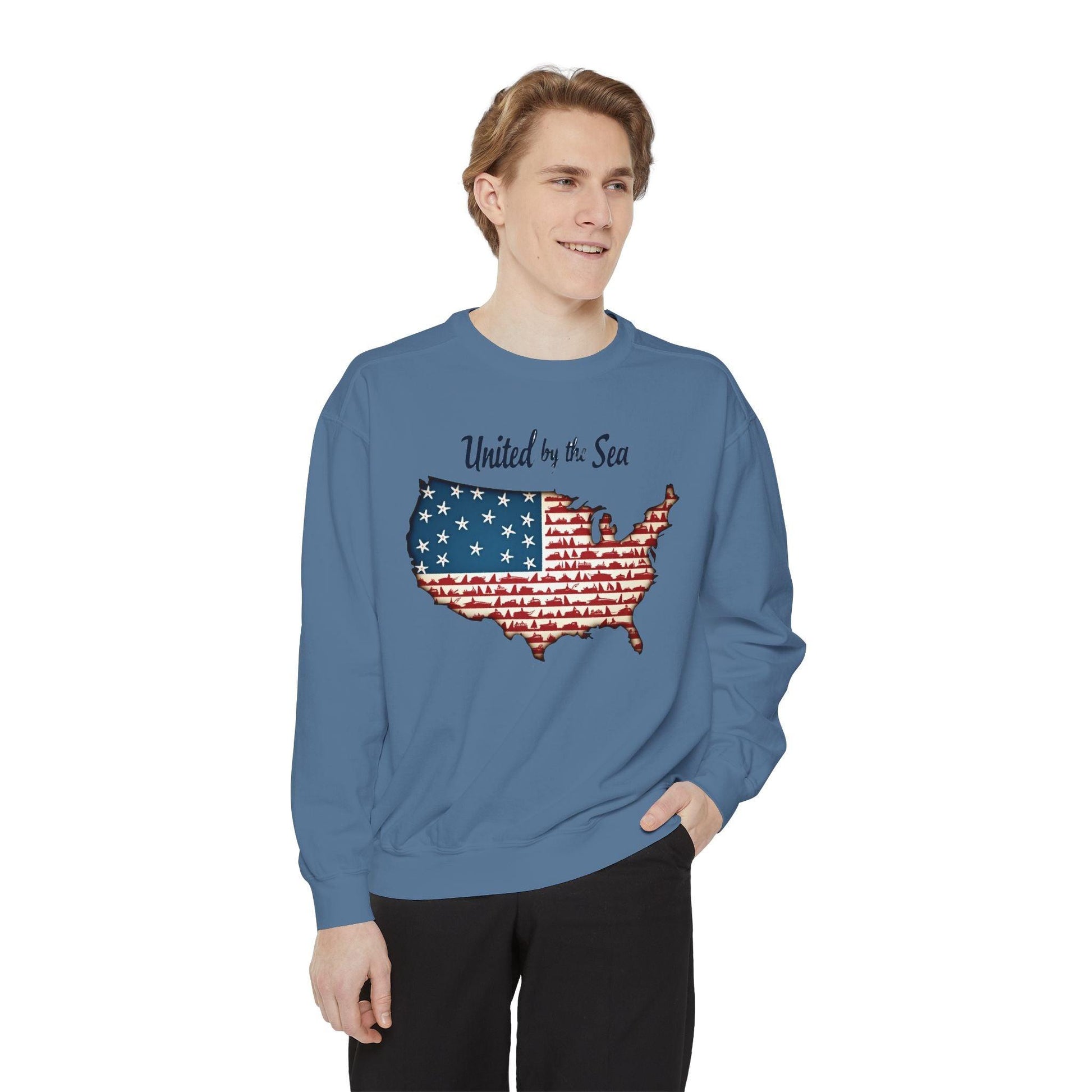 Nautical America Unisex Sweatshirt United by the Sea Design - Even Keel LLC