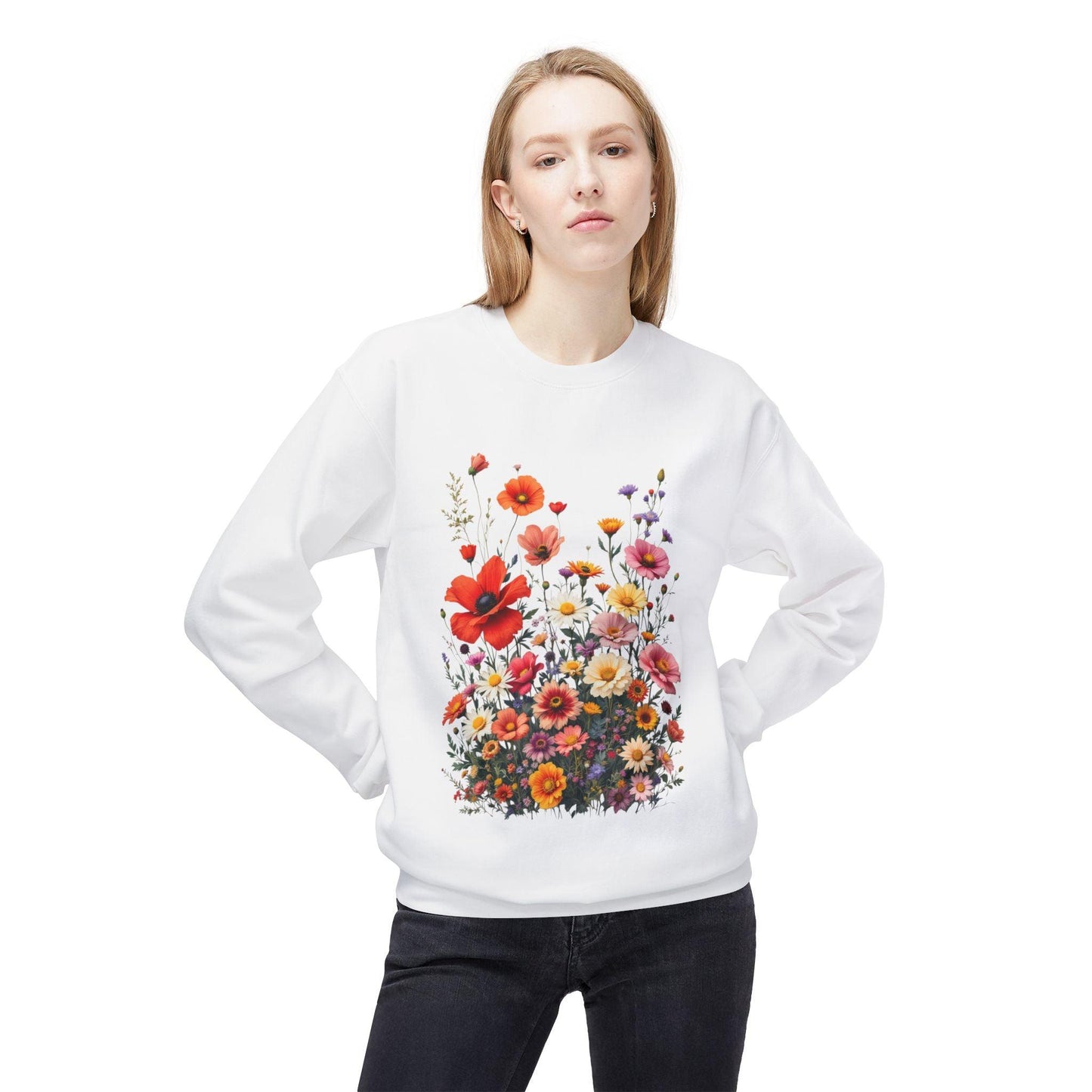 Women's Floral Sweatshirt - Softstyle Fleece Crewneck Style - Even Keel LLC