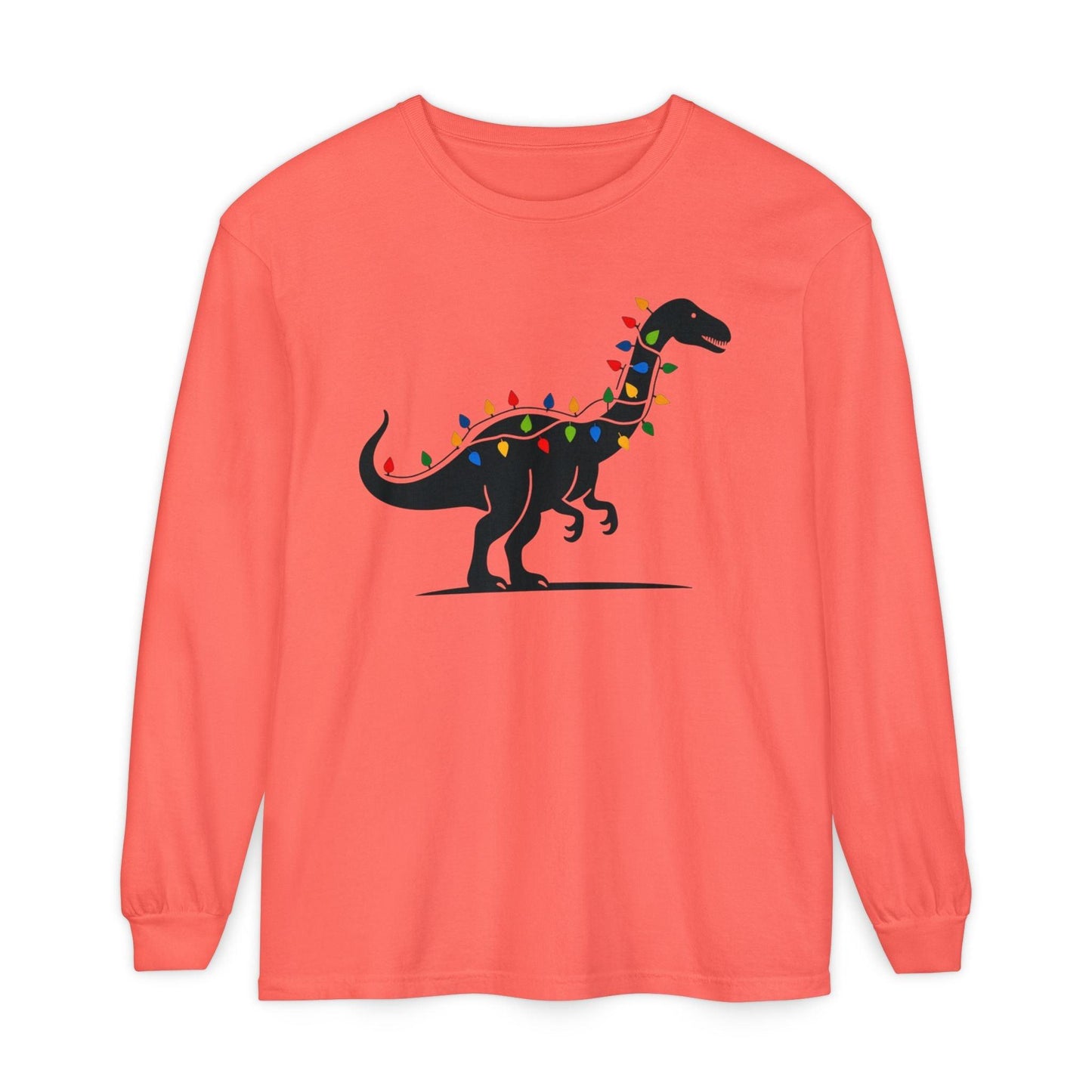 Christmas Dinosaur Long Sleeve T-Shirt for Holiday Fun - Even Keel LLC