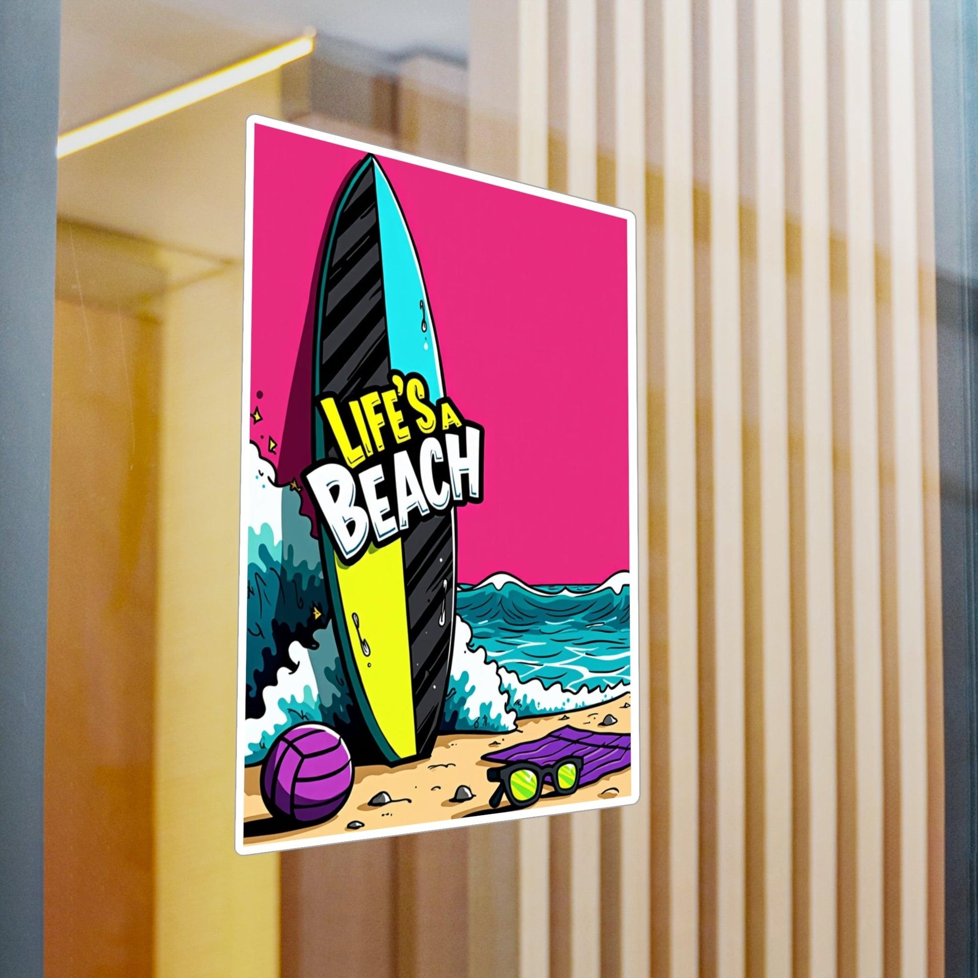 Retro Beach Kiss-Cut Decal for Laptops and Water Bottles - Even Keel LLC