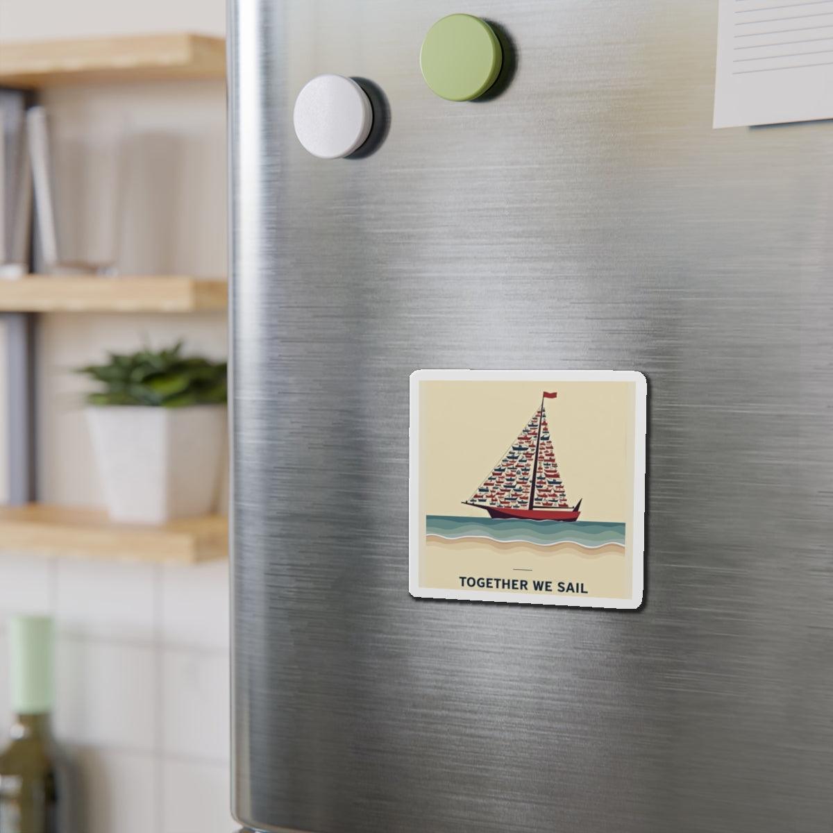 Together We Sail Magnet Custom Die-Cut Durable Design - Even Keel LLC