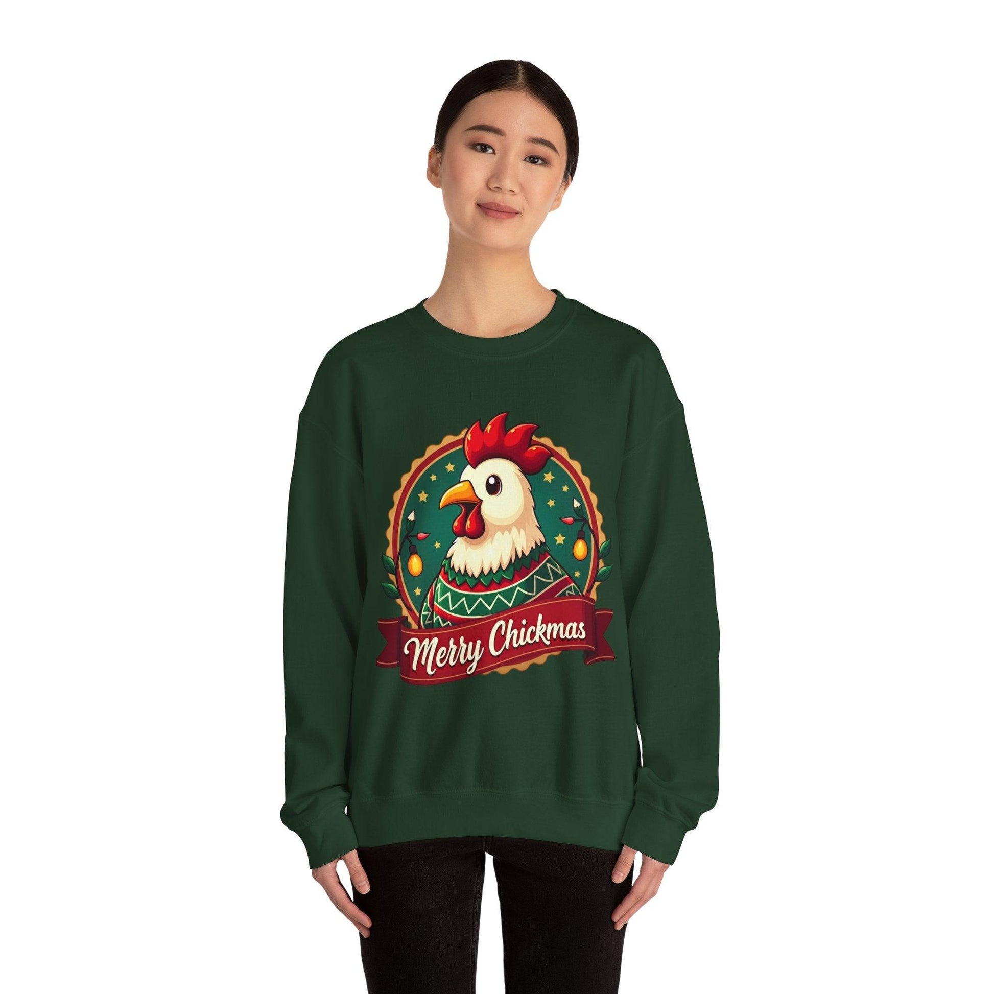 Merry Chickmas Crewneck Sweatshirt - Ugly Christmas Sweater - Even Keel LLC