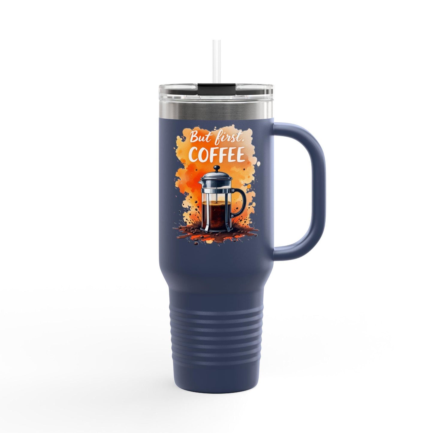 Travel Mug - But First Coffee 40oz Tumbler With Straw - Even Keel LLC