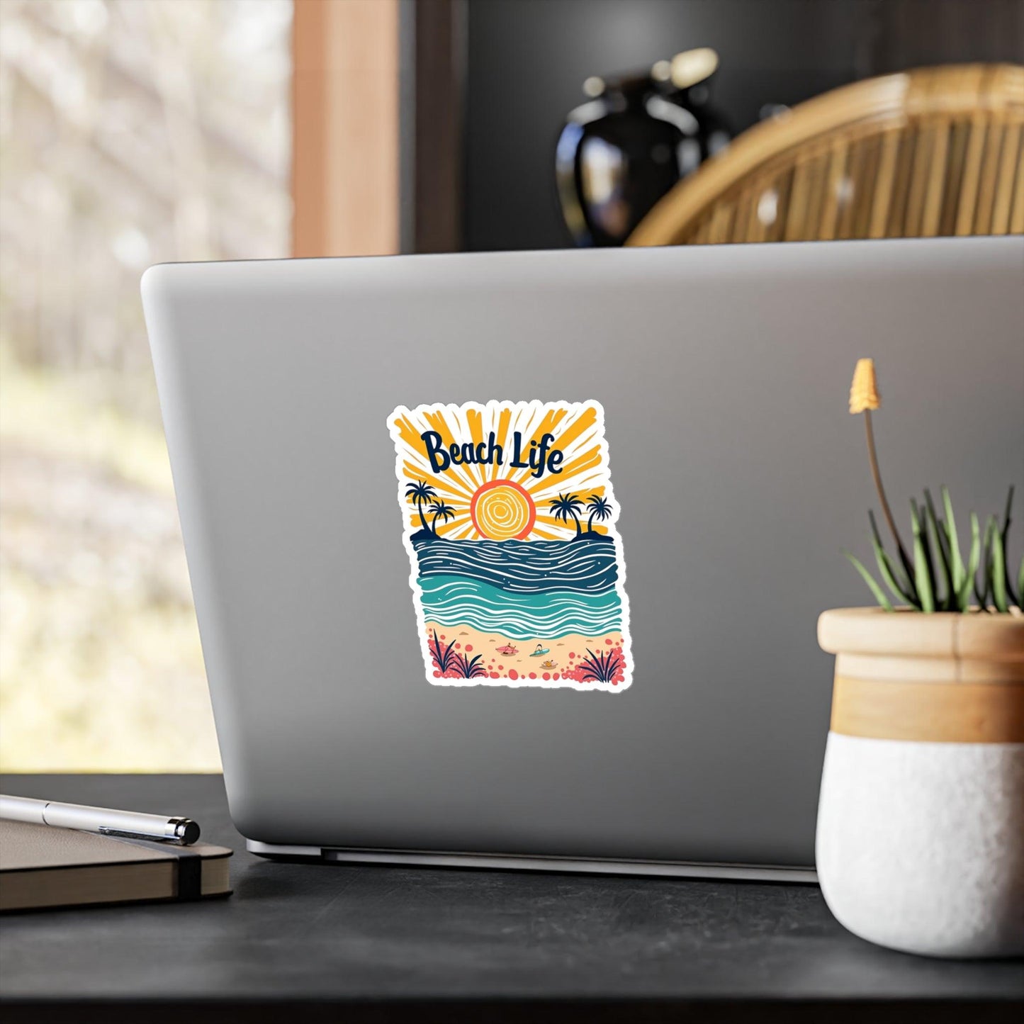 Beach Life Decal Sticker for Laptops and Water Bottles - Even Keel LLC