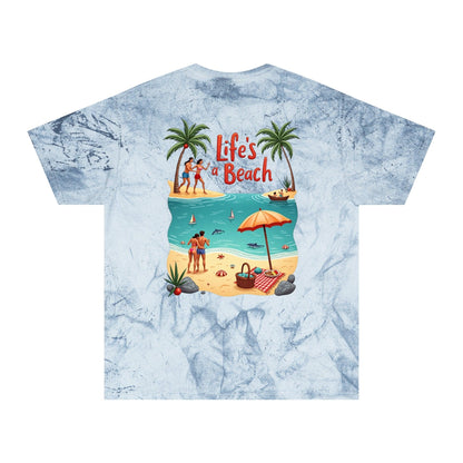 Life's a Beach - Unisex Color Blasted T-Shirt Double Sided - Even Keel LLC