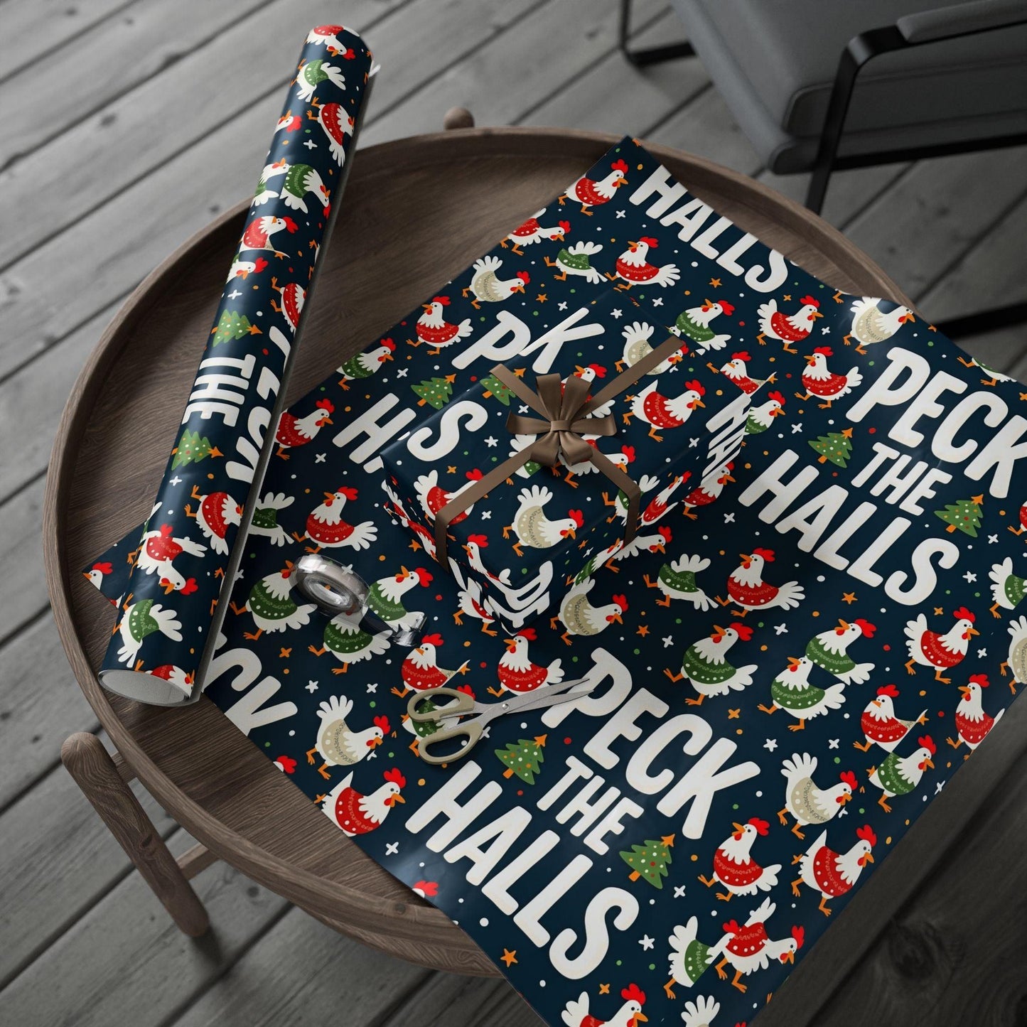 Peck the Halls Christmas Wrapping Papers Fun Gift Wrap - Even Keel LLC