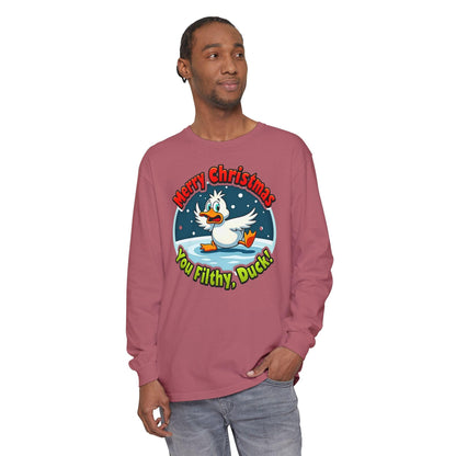 Christmas Filthy Duck Long Sleeve T-Shirt For Holiday Fun - Even Keel LLC