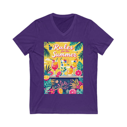 Summer Vibes Unisex V-Neck Tee - Rules For The Summer - Even Keel LLC