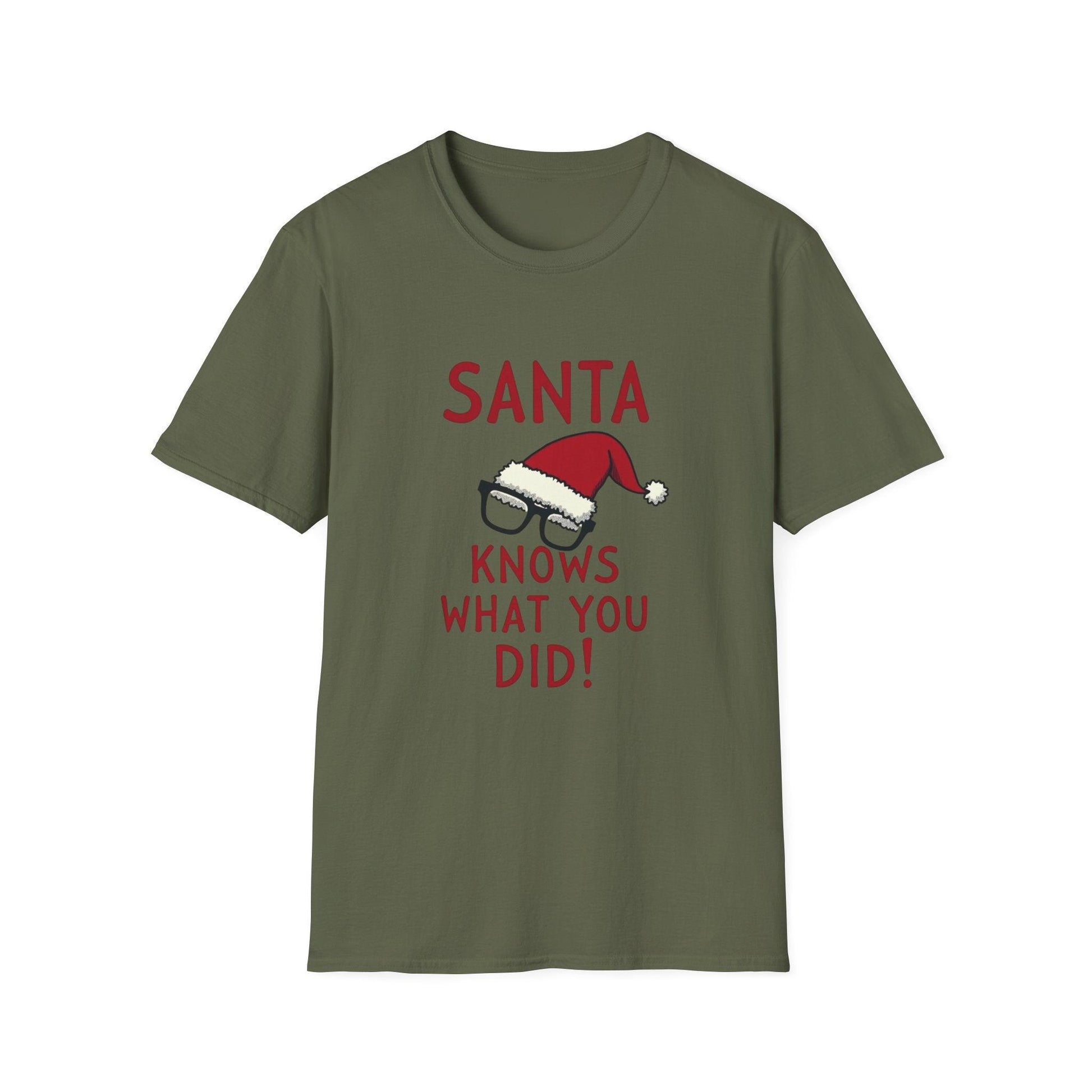 Santa Knows What You Did Unisex Softstyle T-Shirt Gift.