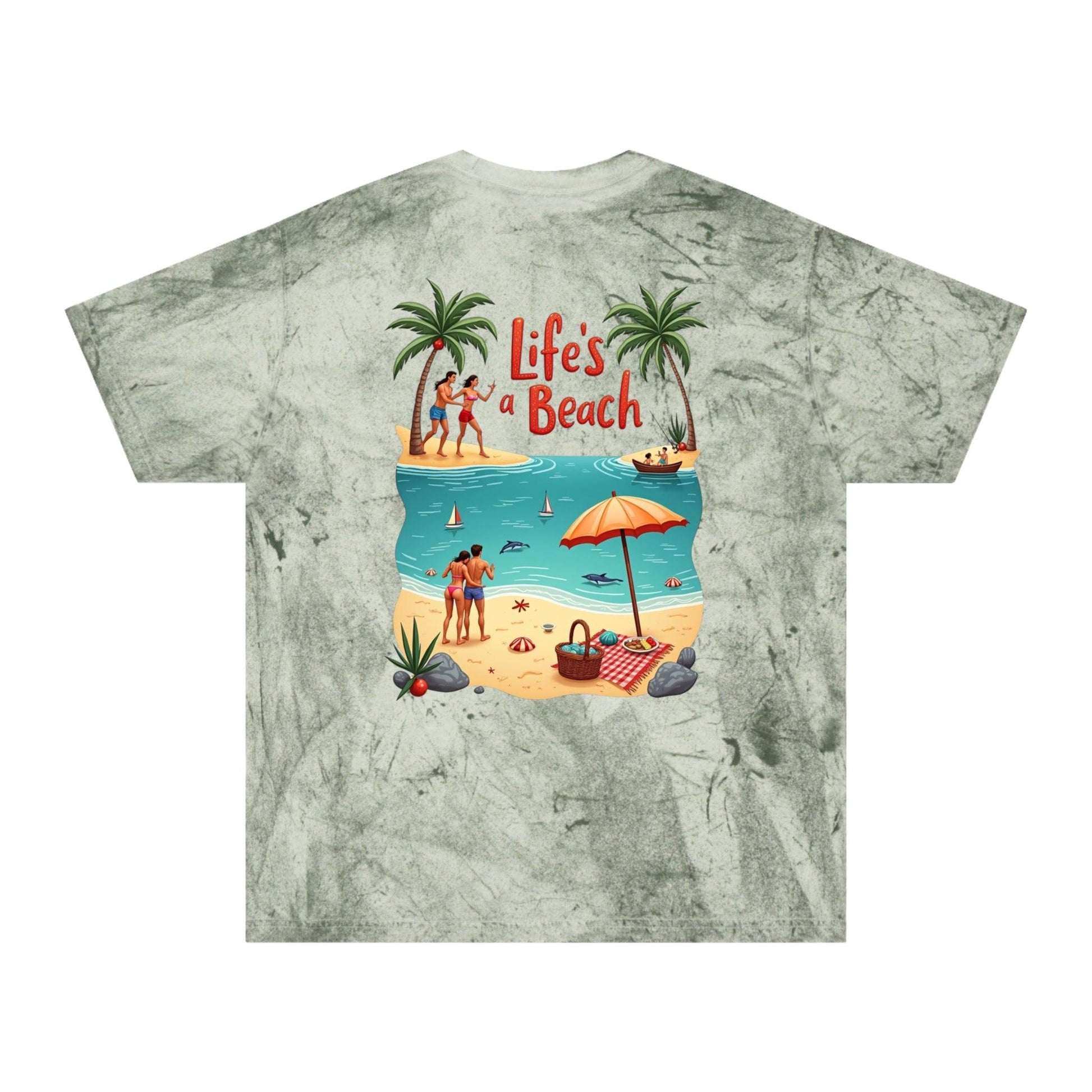 Life's a Beach - Unisex Color Blasted T-Shirt Double Sided - Even Keel LLC