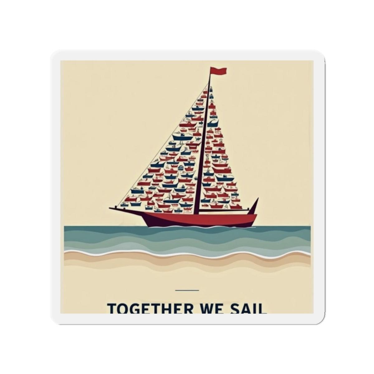 Together We Sail Magnet Custom Die-Cut Durable Design - Even Keel LLC