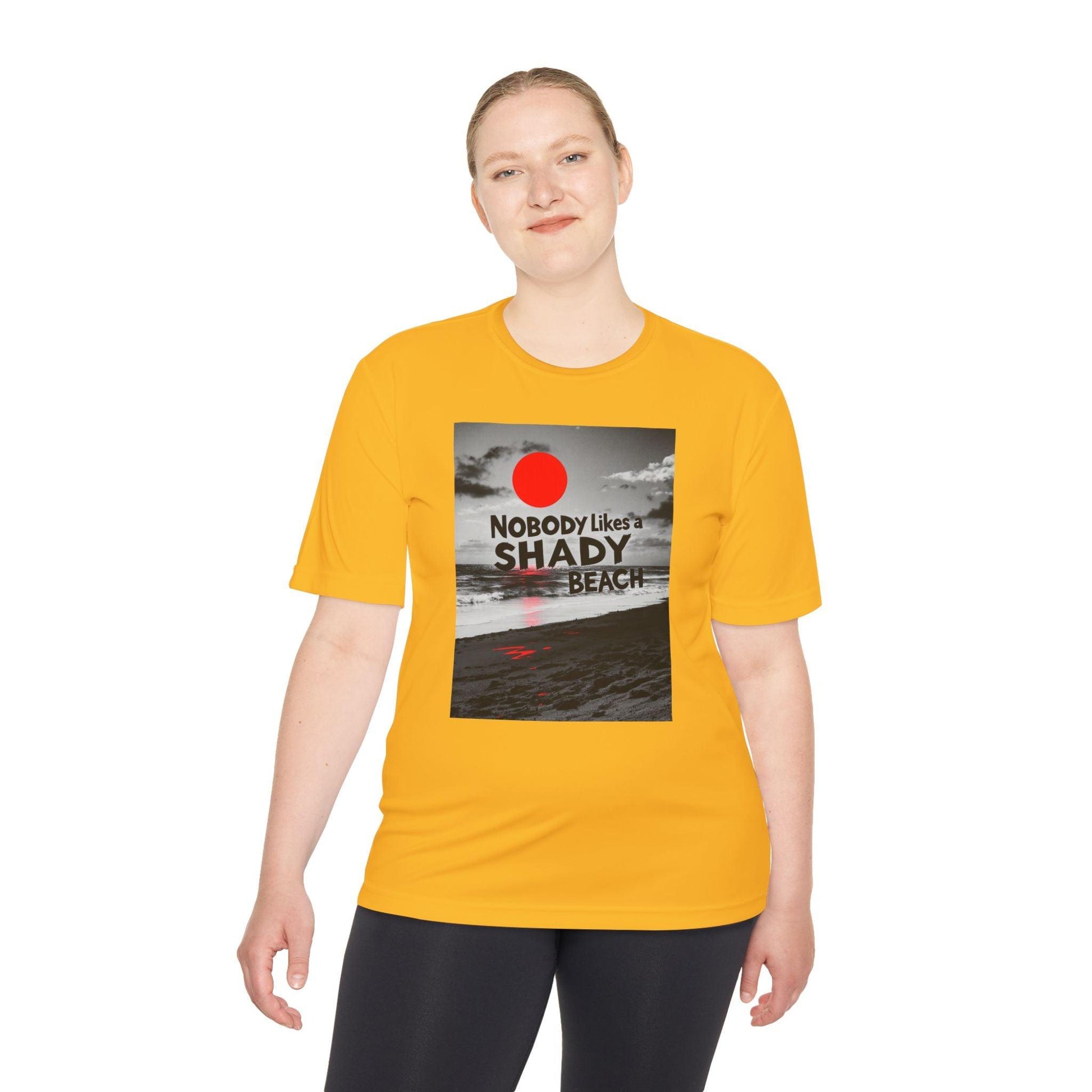 Unisex Moisture Wicking Tee - Nobody Likes a Shady Beach - Even Keel LLC