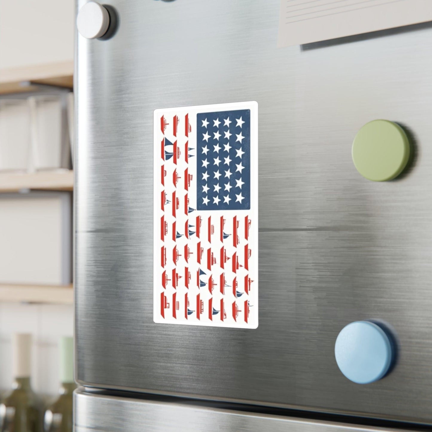 American Flag Designed with Ships Decal for Home Decor - Even Keel LLC