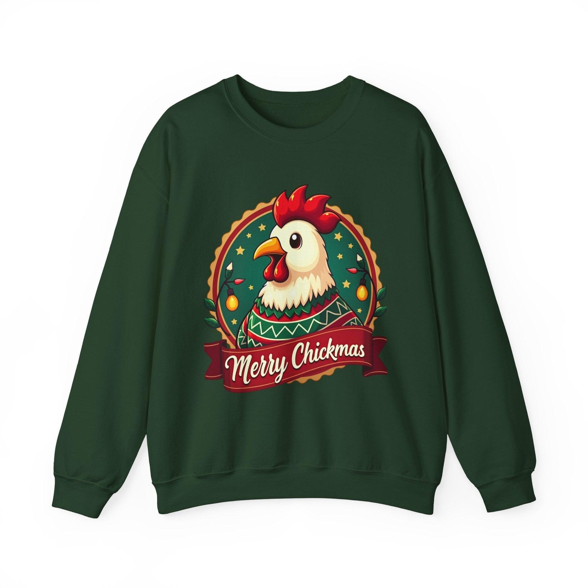 Merry Chickmas Crewneck Sweatshirt - Ugly Christmas Sweater.