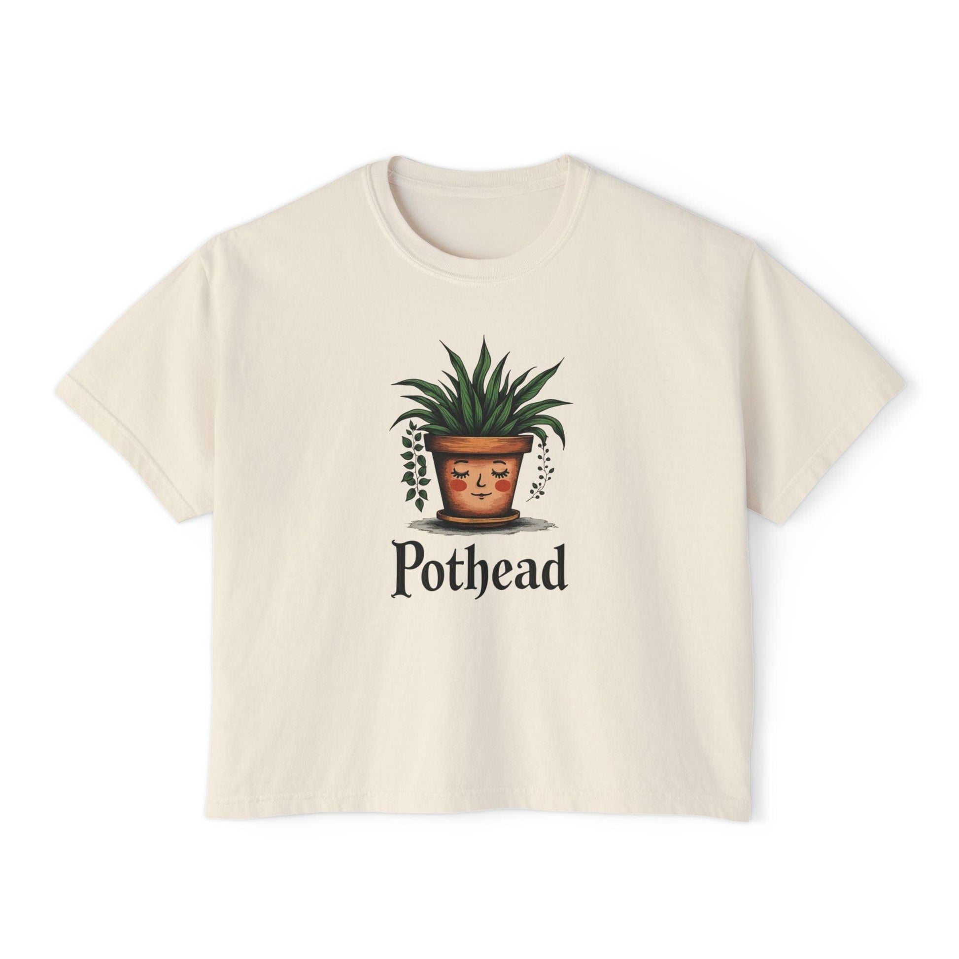 Cute Pot Face Planter Women's Boxy Tee for Plant Lovers - Even Keel LLC