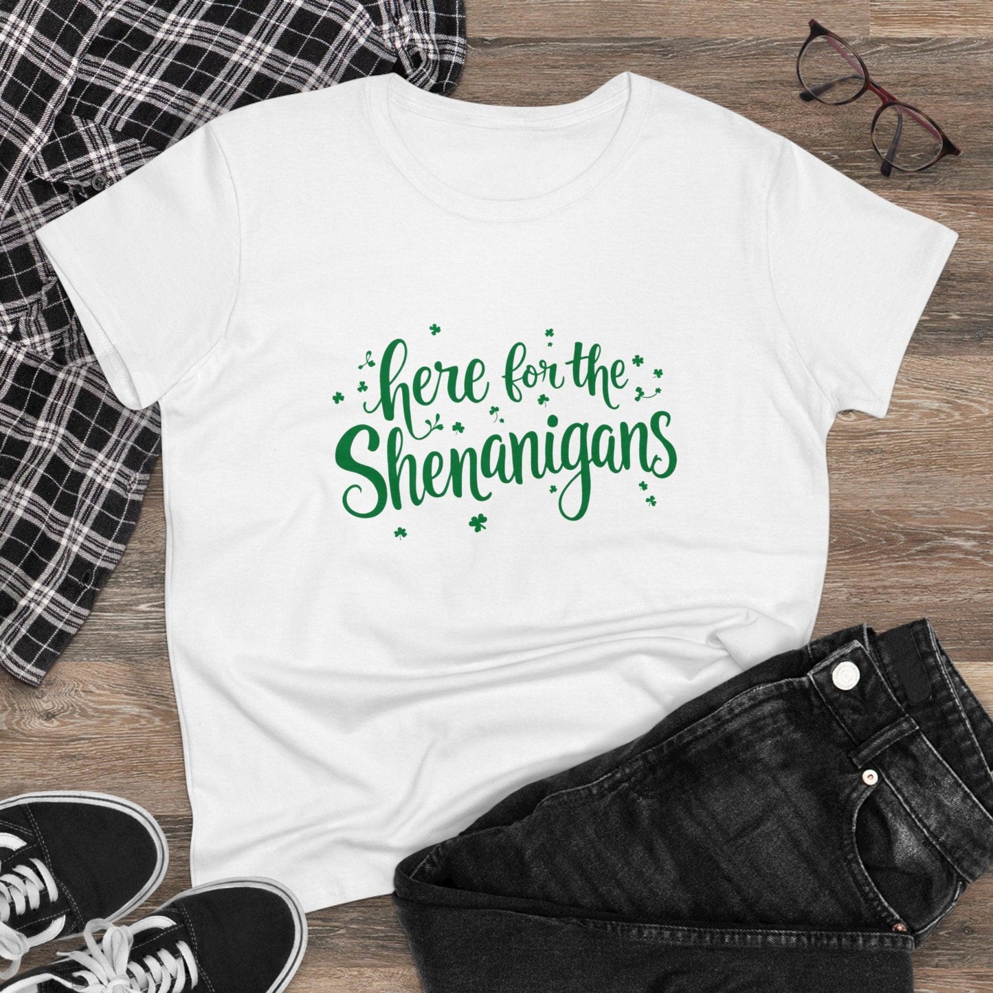 Women's Tee Here For The Shenanigans Cotton Shirt - Even Keel LLC