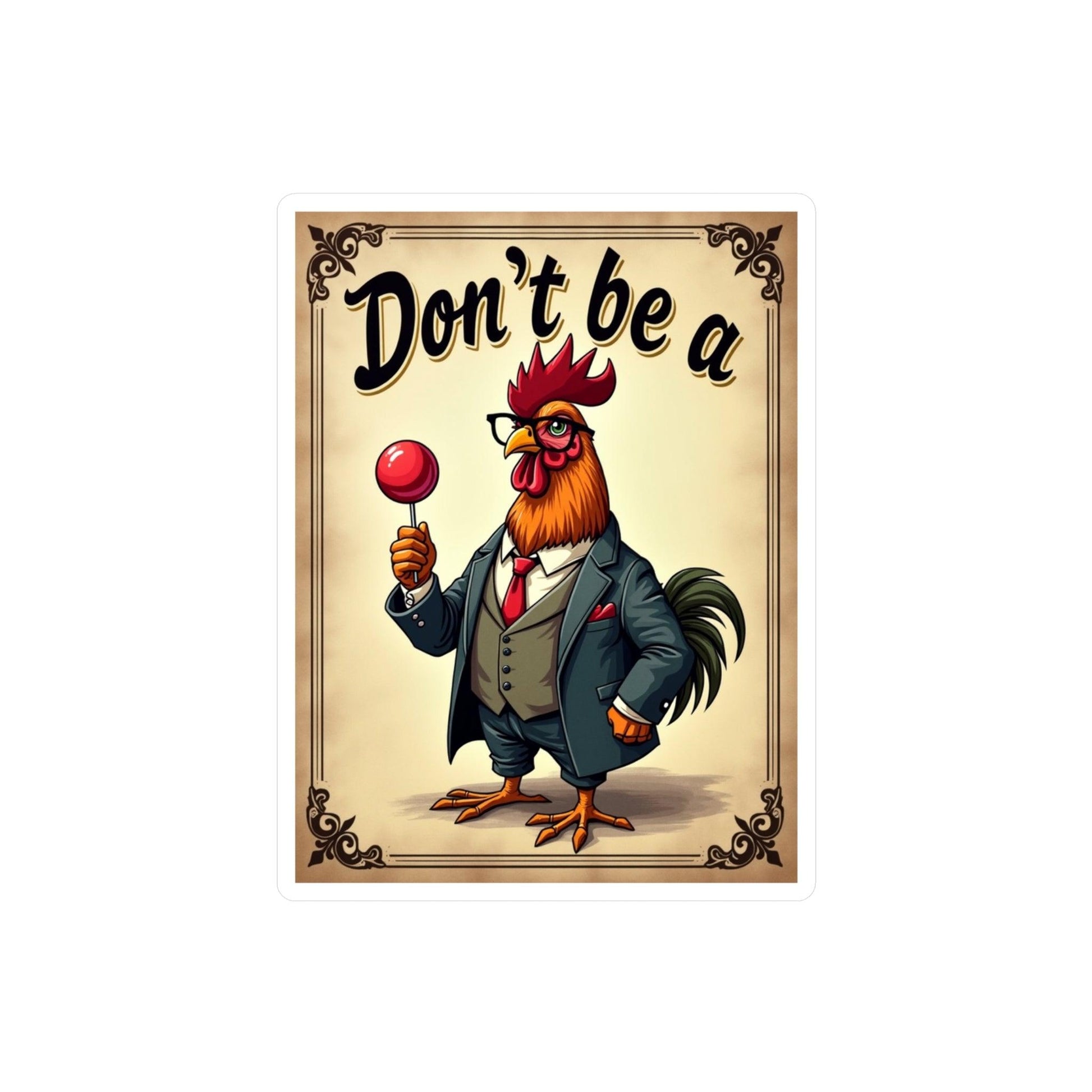 Vinyl Decal - 'Don't Be A Rooster' Humorous Sticker - Even Keel LLC