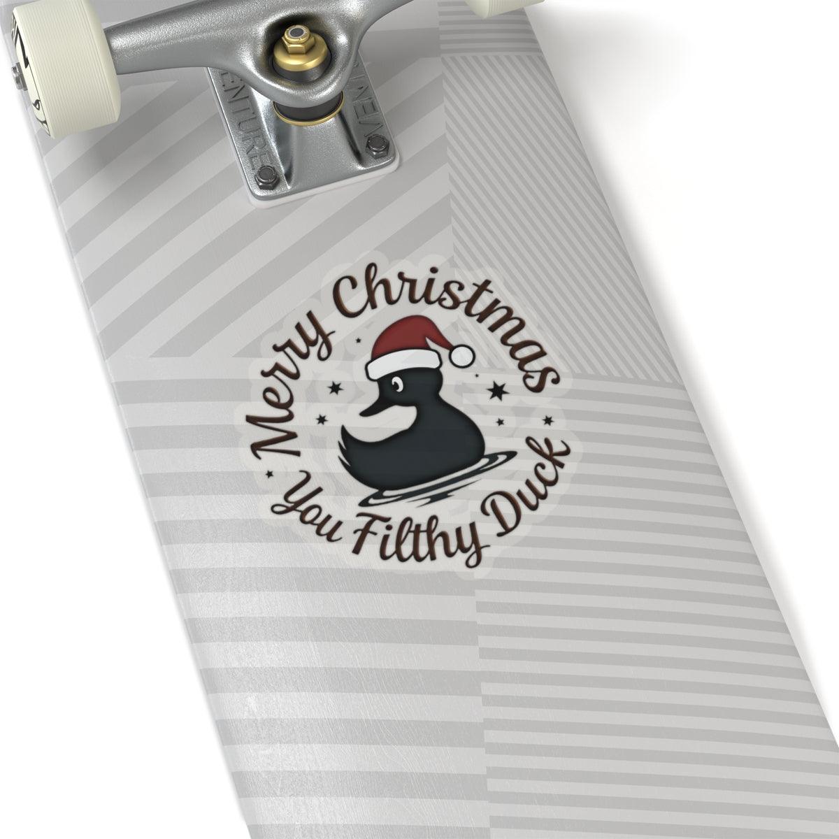 Merry Christmas Ya Filthy Duck Sticker for Fun Decor - Even Keel LLC