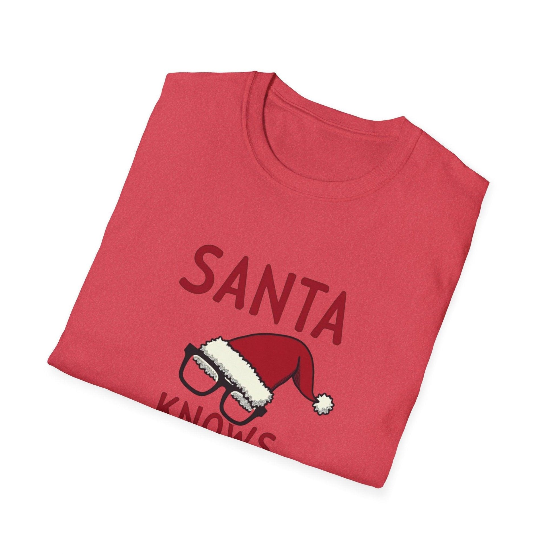 Santa Knows What You Did Unisex Softstyle T-Shirt Gift - Even Keel LLC