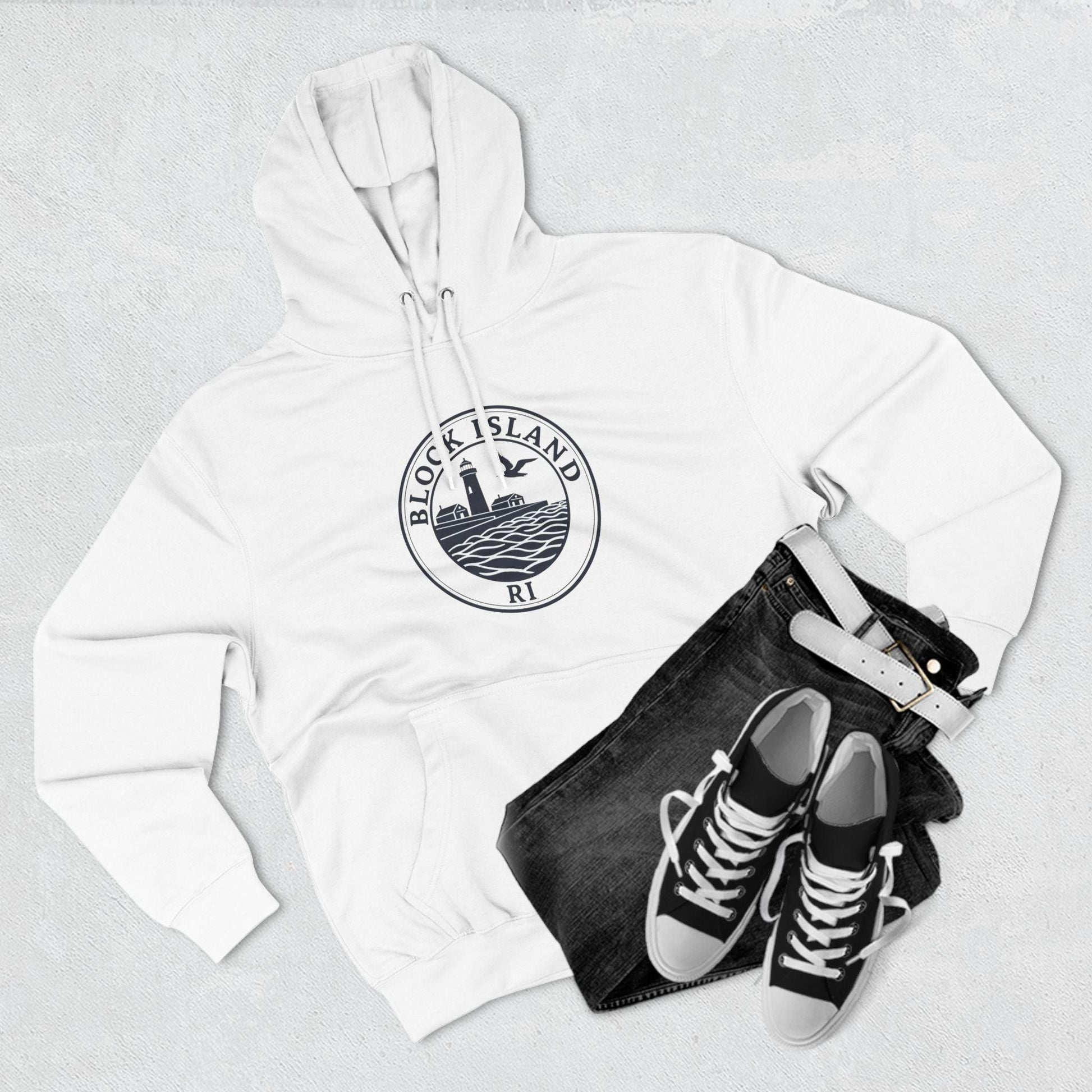 Fleece Hoodie - Block Island Rhode Island North Light Unisex - Even Keel LLC