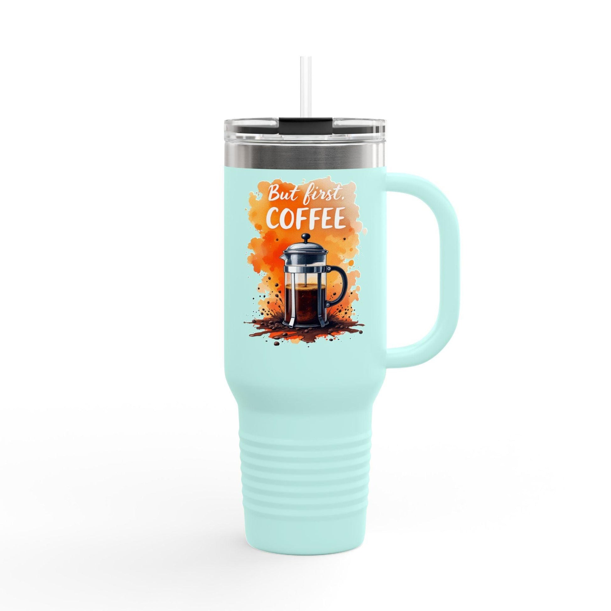 Travel Mug - But First Coffee 40oz Tumbler With Straw - Even Keel LLC