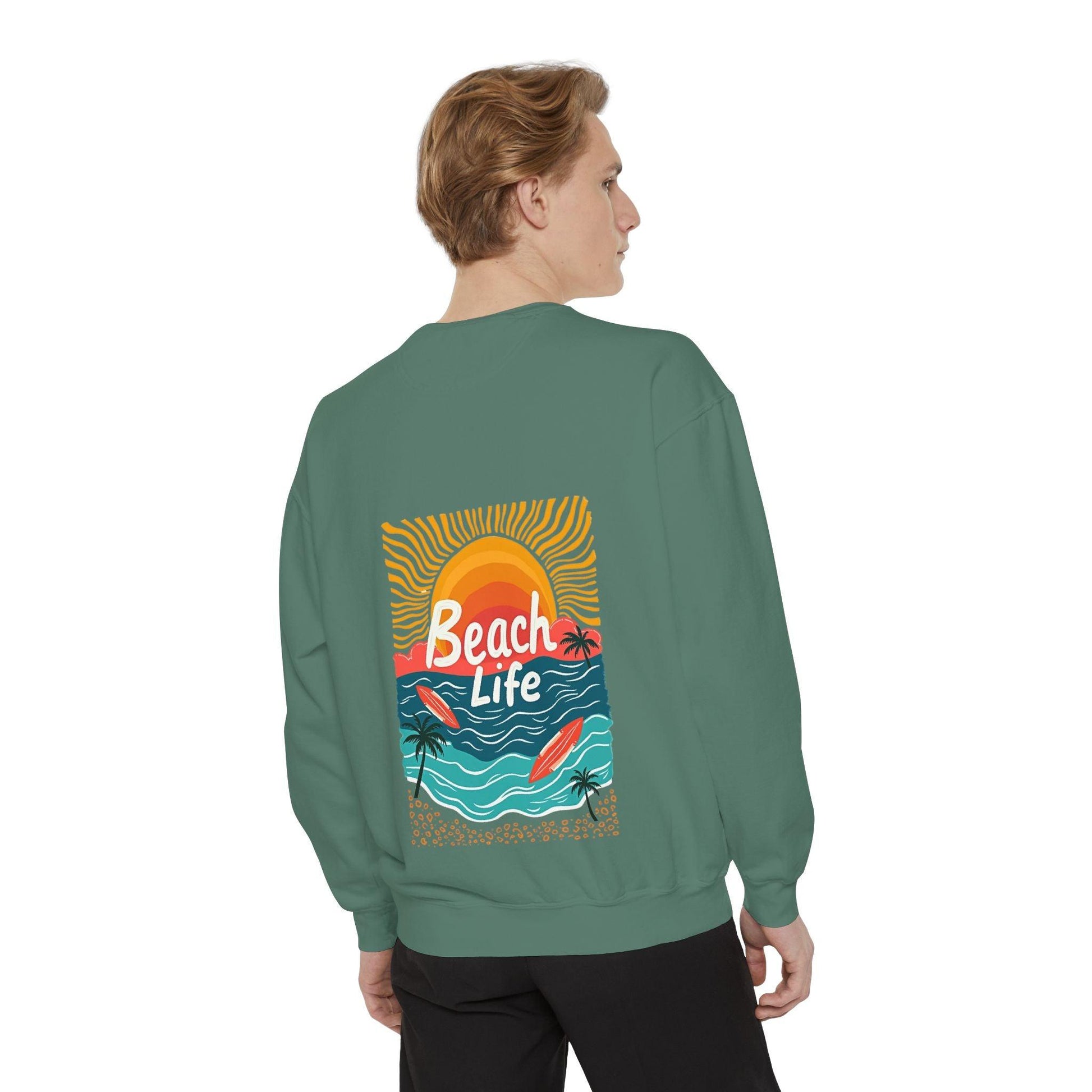 Beach Life Unisex Sweatshirt Reverse Printed for Comfort - Even Keel LLC