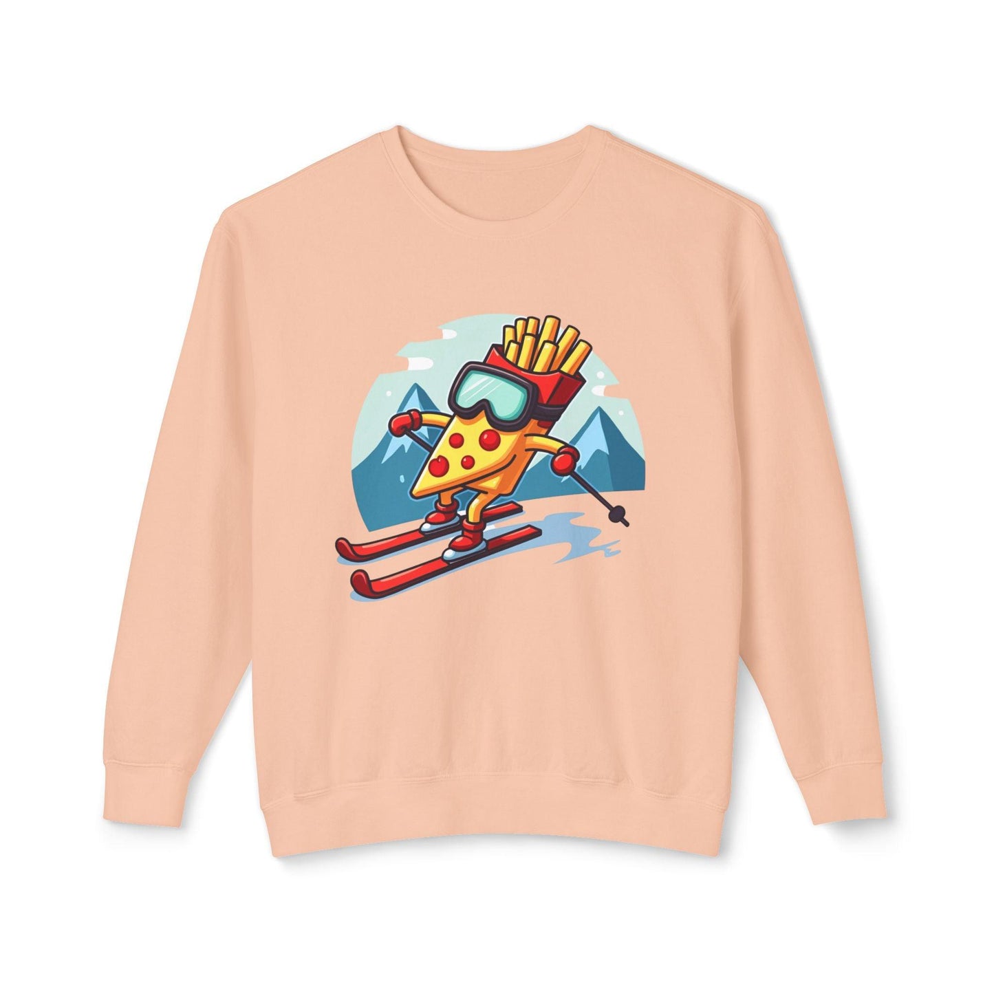 Crewneck Sweatshirt - Pizza Or French Fry Skiing Design - Even Keel LLC