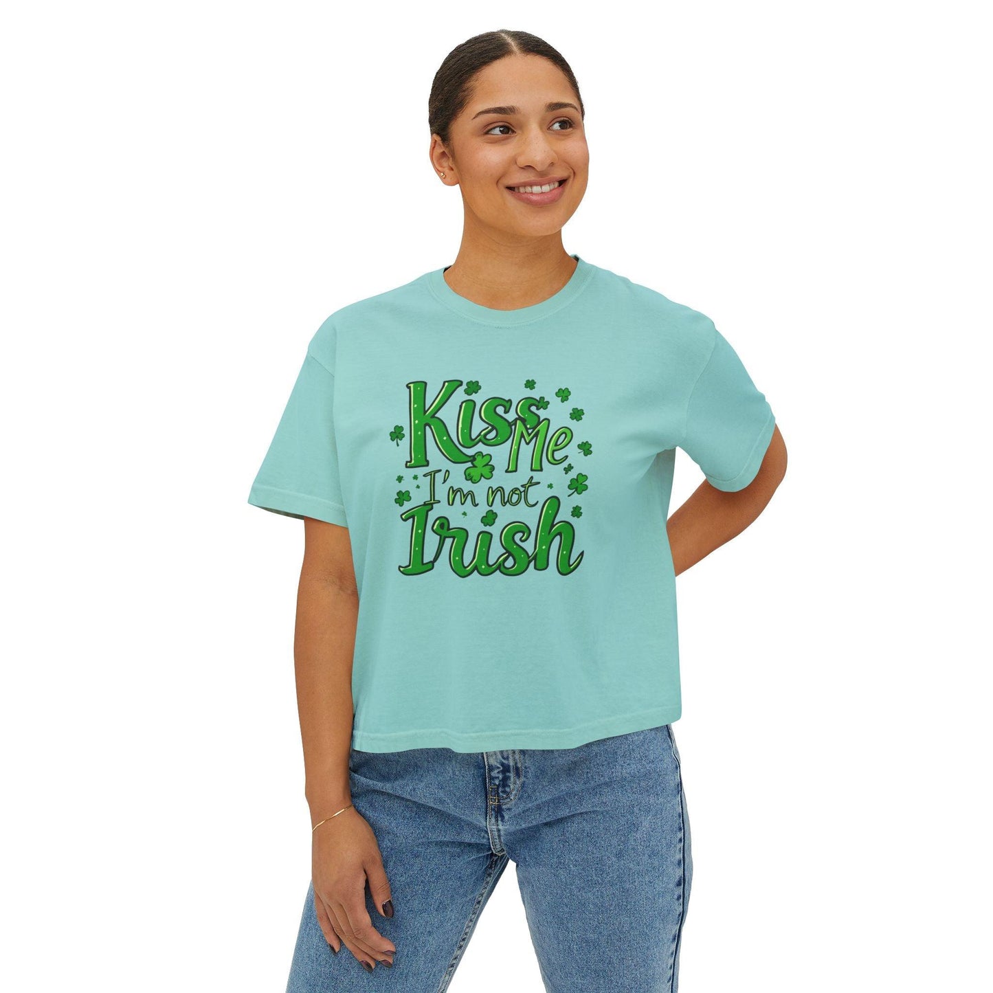 Boxy Tee - Kiss Me I'm Not Irish Women's T-Shirt Cute - Even Keel LLC