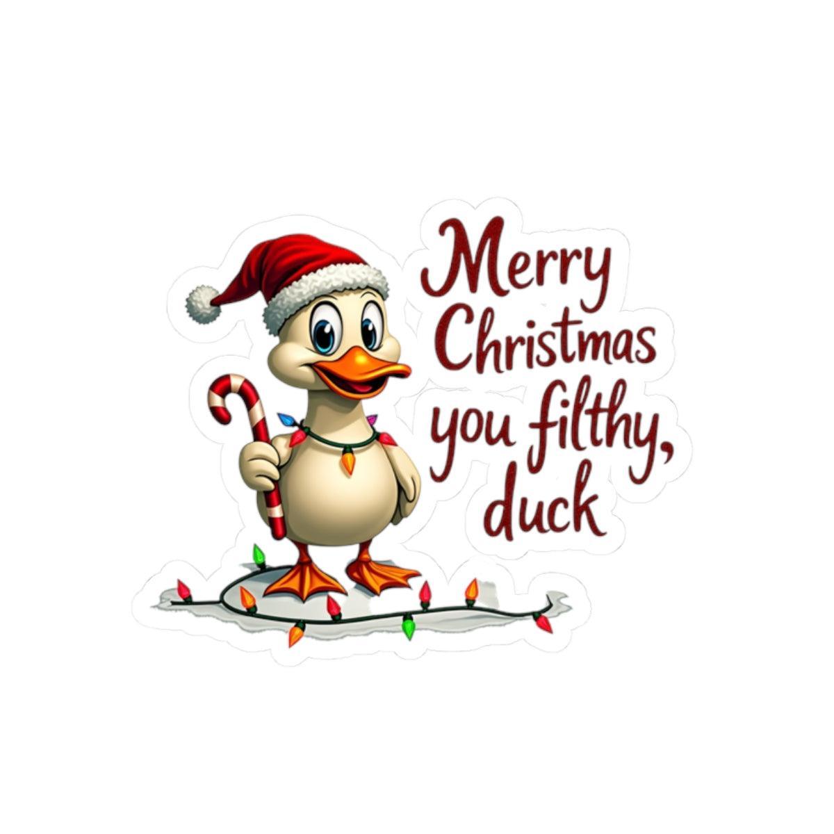 Christmas Duck Kiss-Cut Sticker for Quirky Holiday Fun - Even Keel LLC